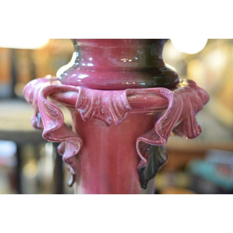 Art Deco Set of 2 Ceramic Majolica Planter on Column, Vallauris, France For Sale