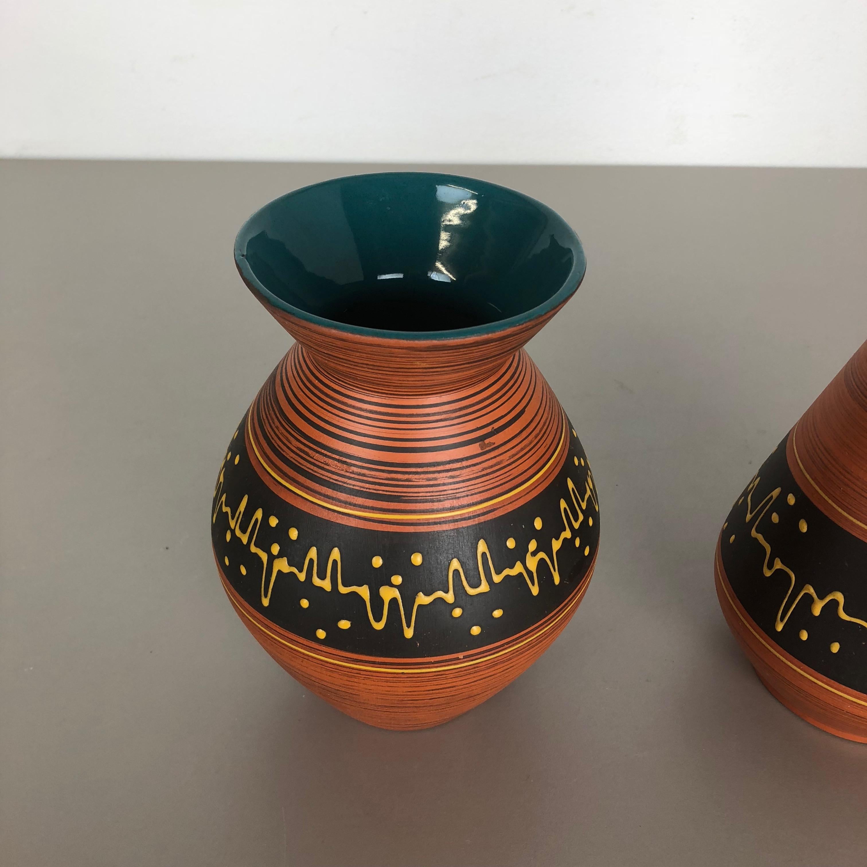 Set of 2 Ceramic Pottery Vase Heinz Siery Carstens Tönnieshof, Germany, 1960s In Good Condition For Sale In Kirchlengern, DE