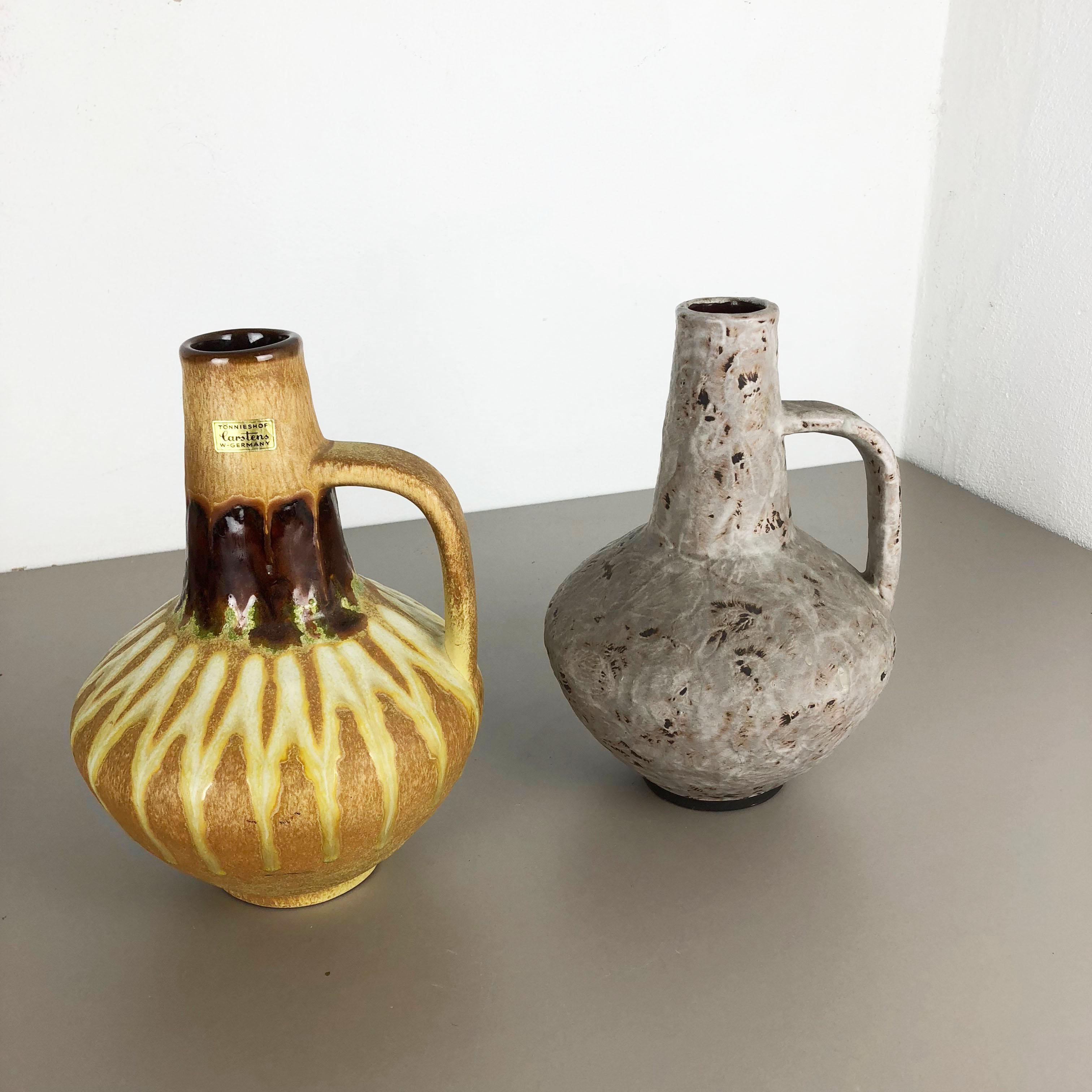 Mid-Century Modern Set of 2 Ceramic Pottery Vase Heinz Siery Carstens Tönnieshof, Germany, 1970s For Sale