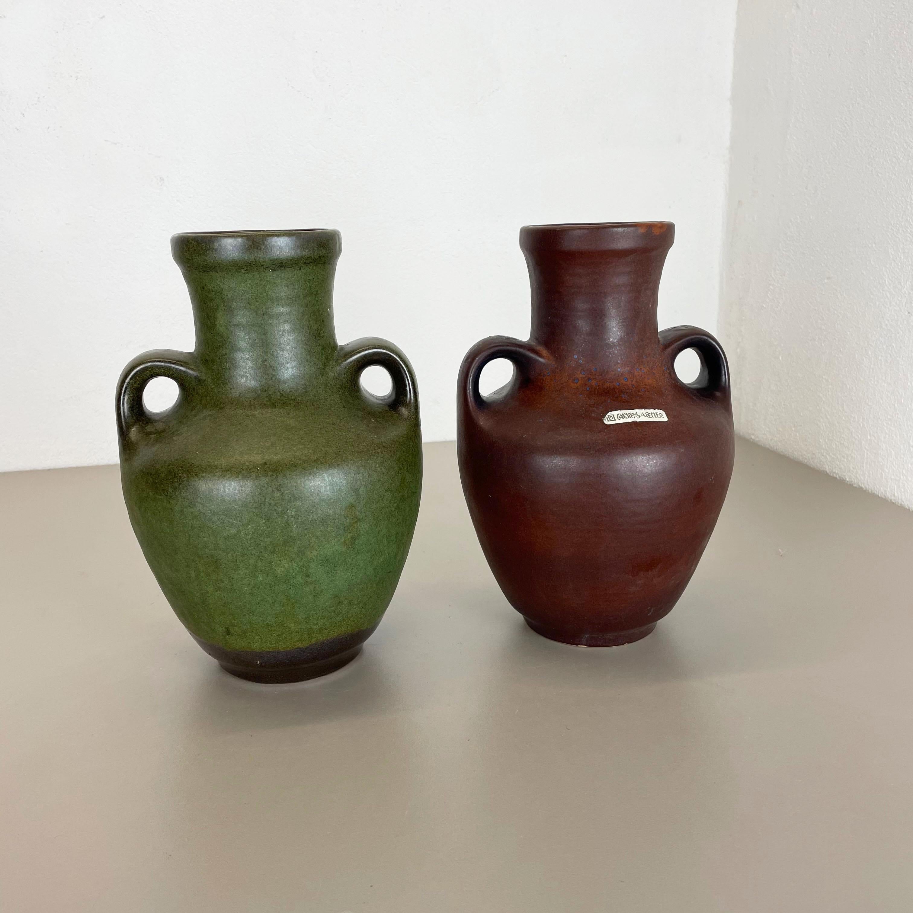 Mid-Century Modern Set of 2 Ceramic Pottery Vase Heinz Siery Carstens Tönnieshof, Germany, 1970s For Sale