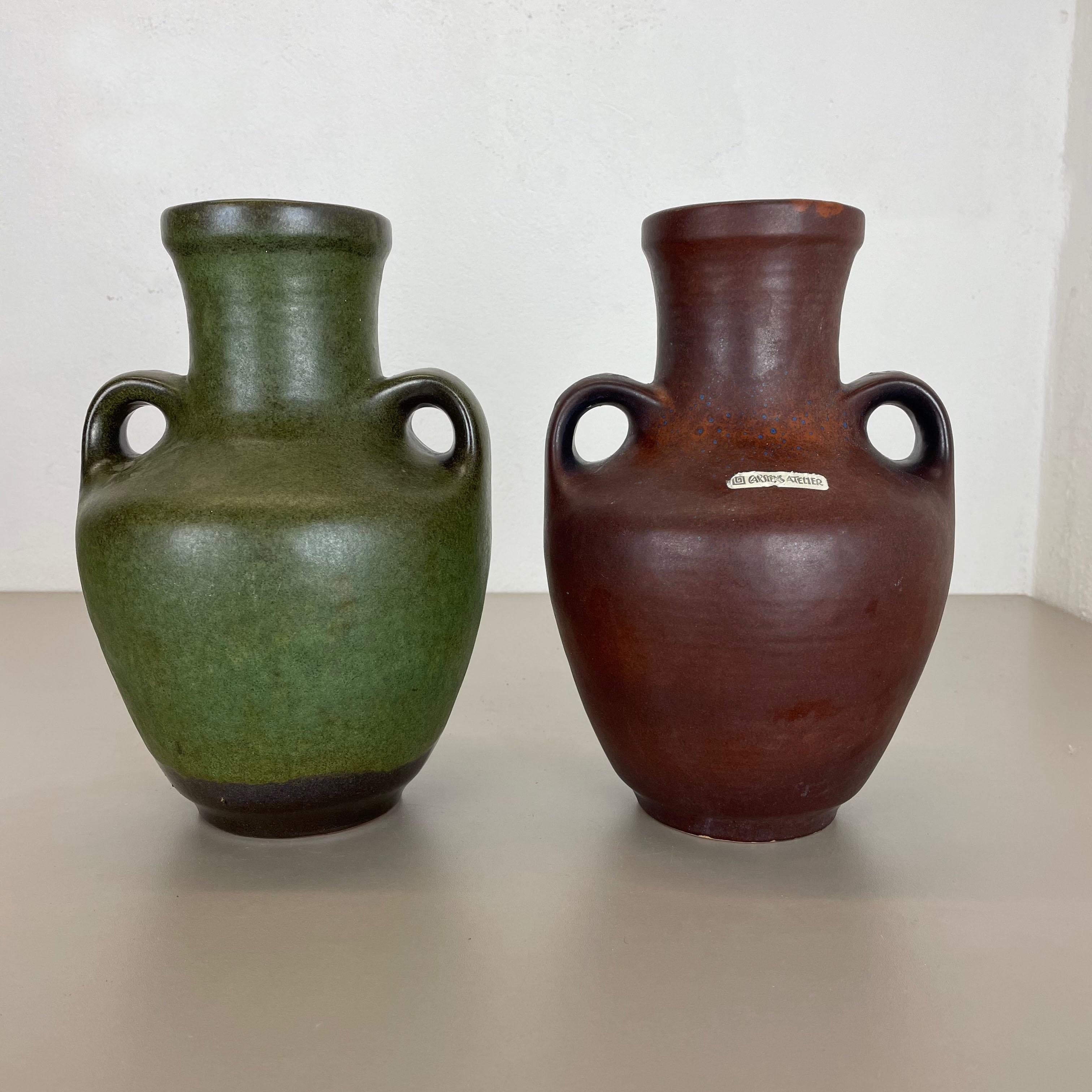 Set of 2 Ceramic Pottery Vase Heinz Siery Carstens Tönnieshof, Germany, 1970s In Good Condition For Sale In Kirchlengern, DE