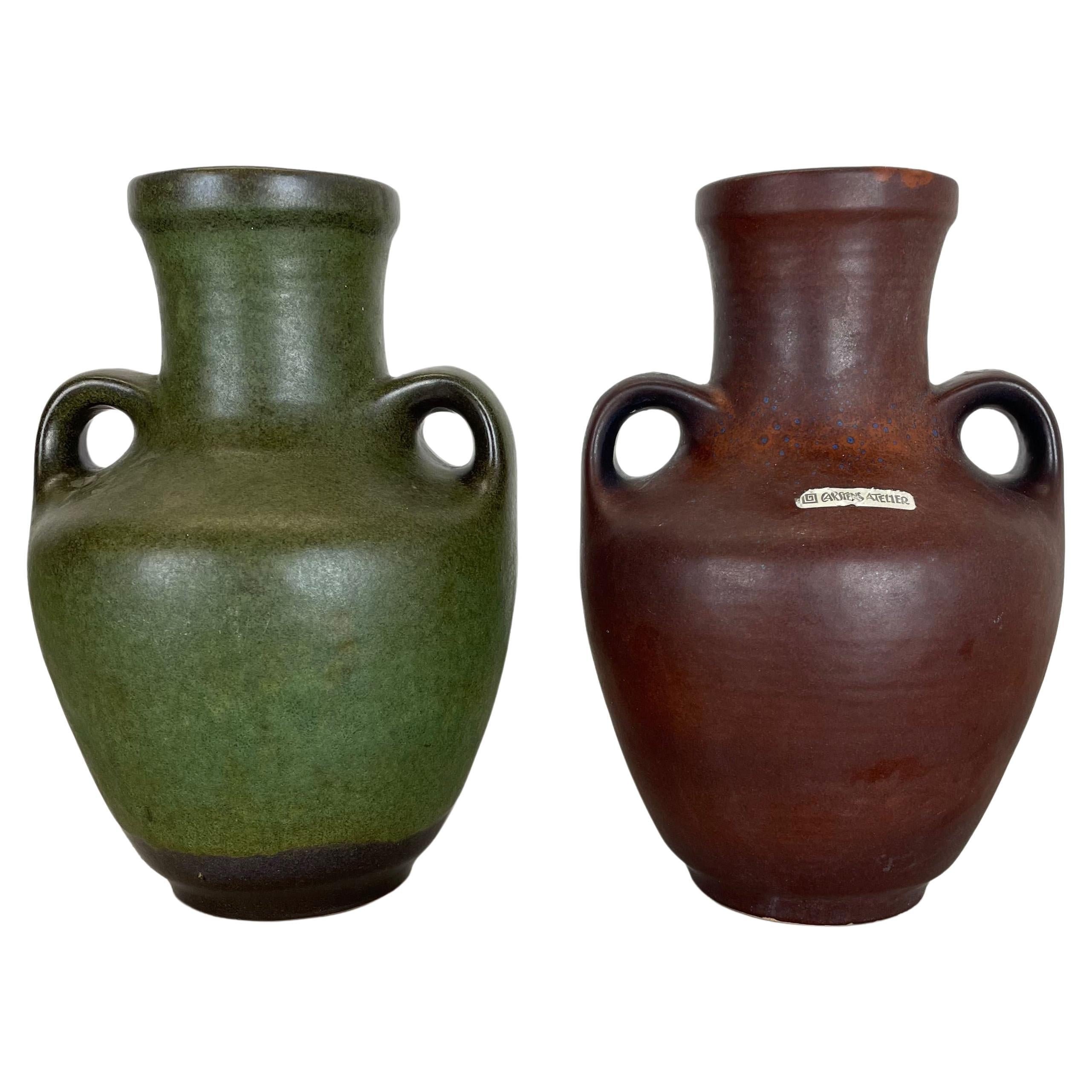 Set of 2 Ceramic Pottery Vase Heinz Siery Carstens Tönnieshof, Germany, 1970s For Sale