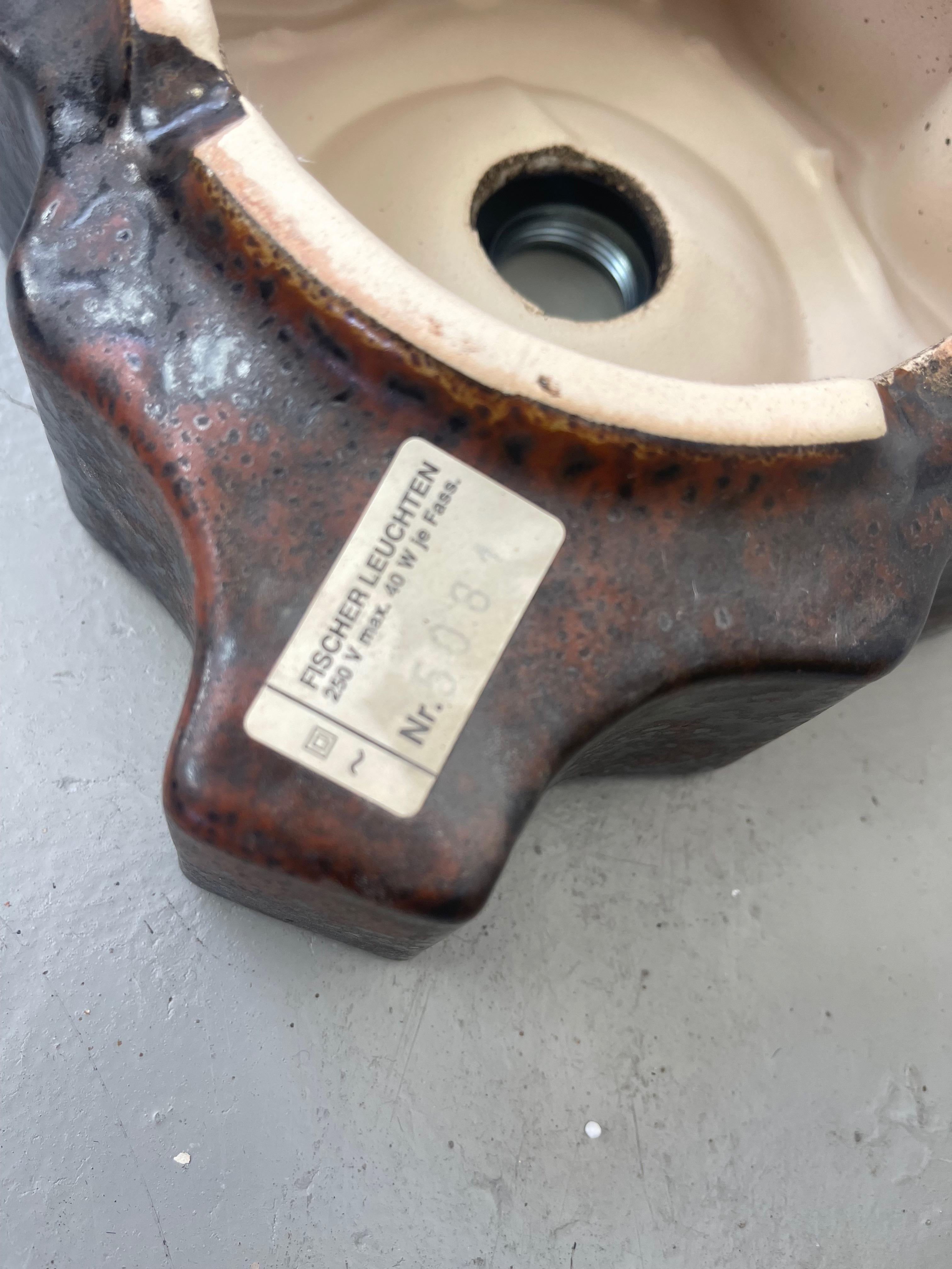 Juego de 2 Apliques o Plafones de Cerámica PAN Keramik, años 70 Lava Gorda, Alemania en venta 3