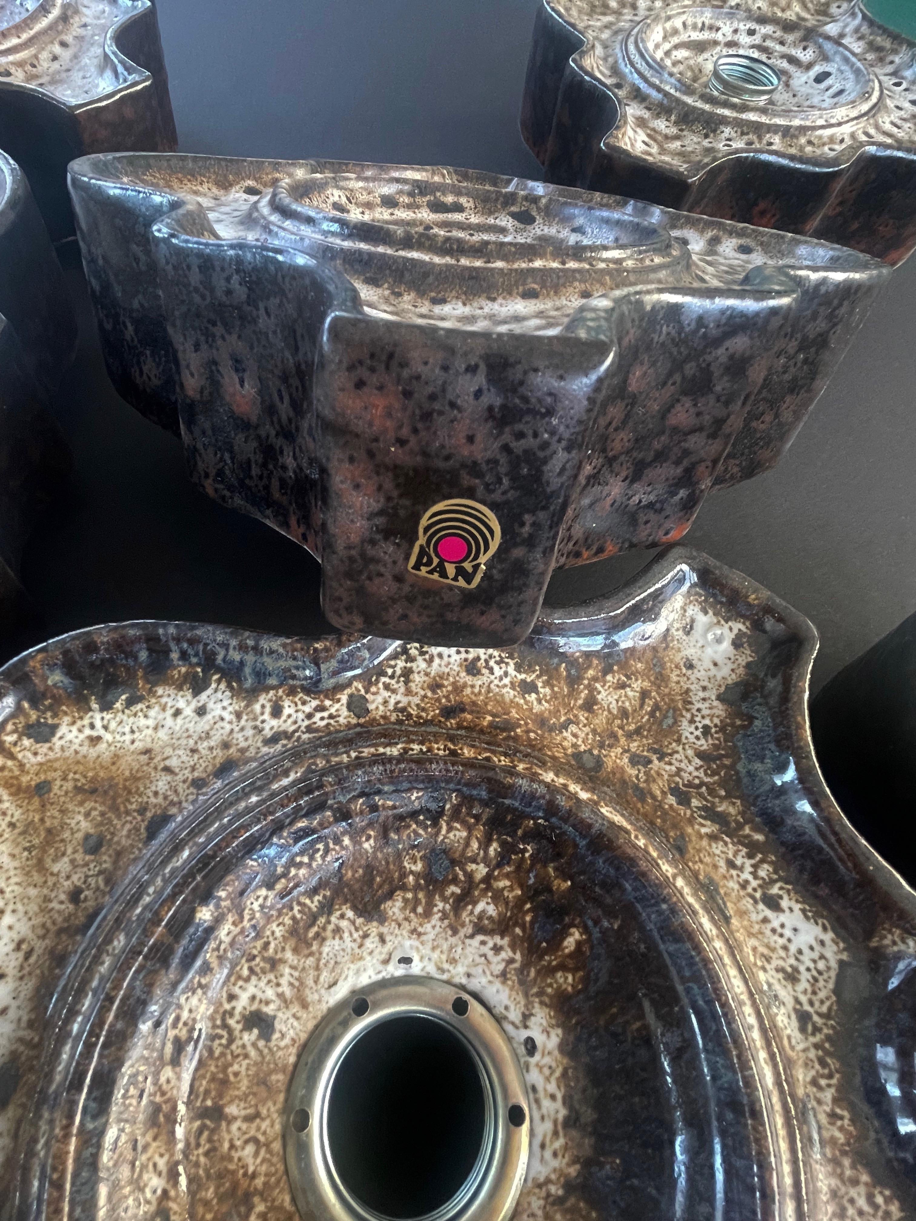 Juego de 2 Apliques o Plafones de Cerámica PAN Keramik, años 70 Lava Gorda, Alemania en venta 4
