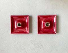 Set of 2 Ceramic Space Age Hustadt Leuchten Wall Lamps, Sconces, Germany 1960s