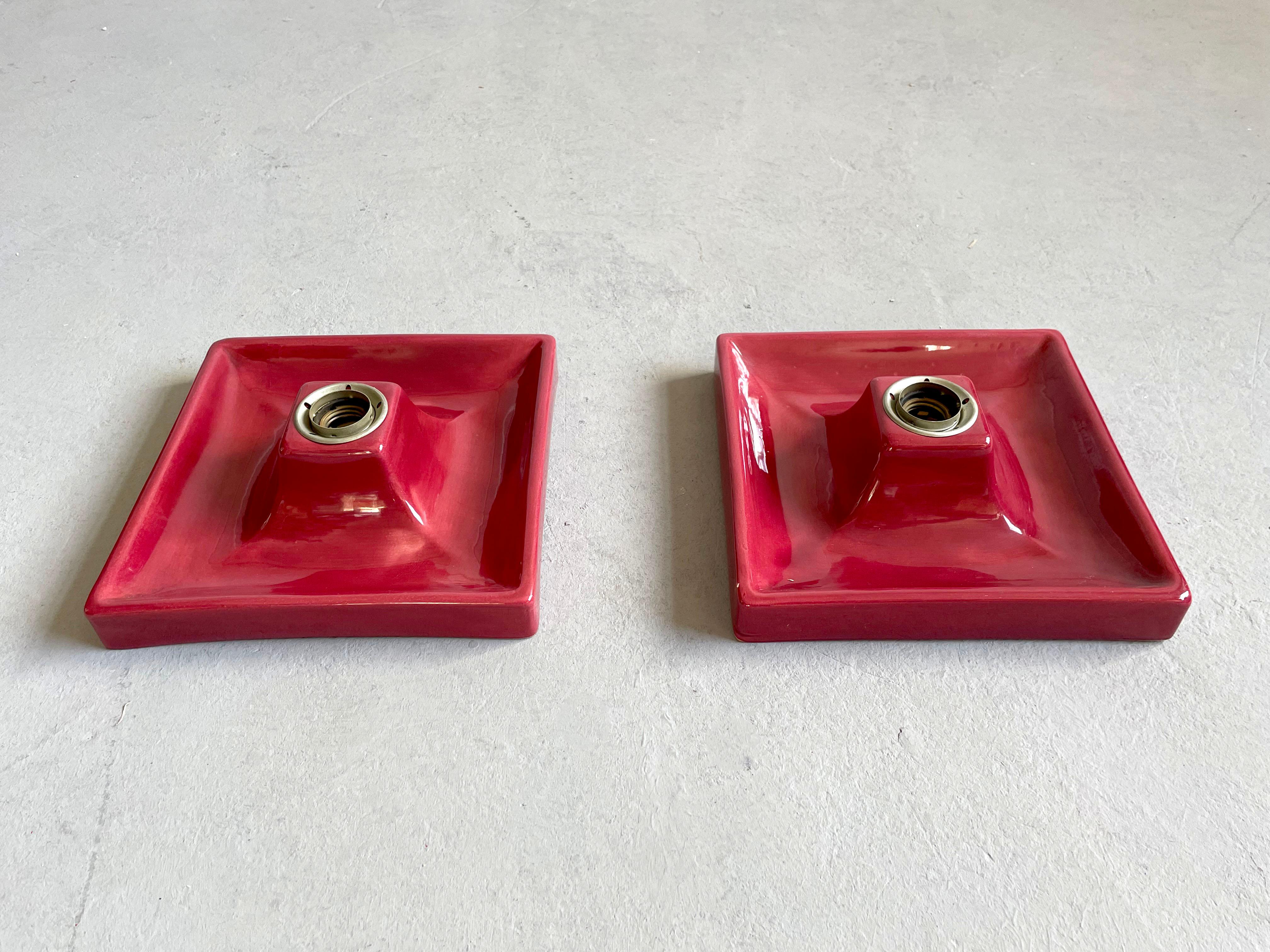 Set of 2 Ceramic Space Age Hustadt Leuchten Wall Lamps, Sconces, Germany 1960s In Excellent Condition For Sale In Zagreb, HR
