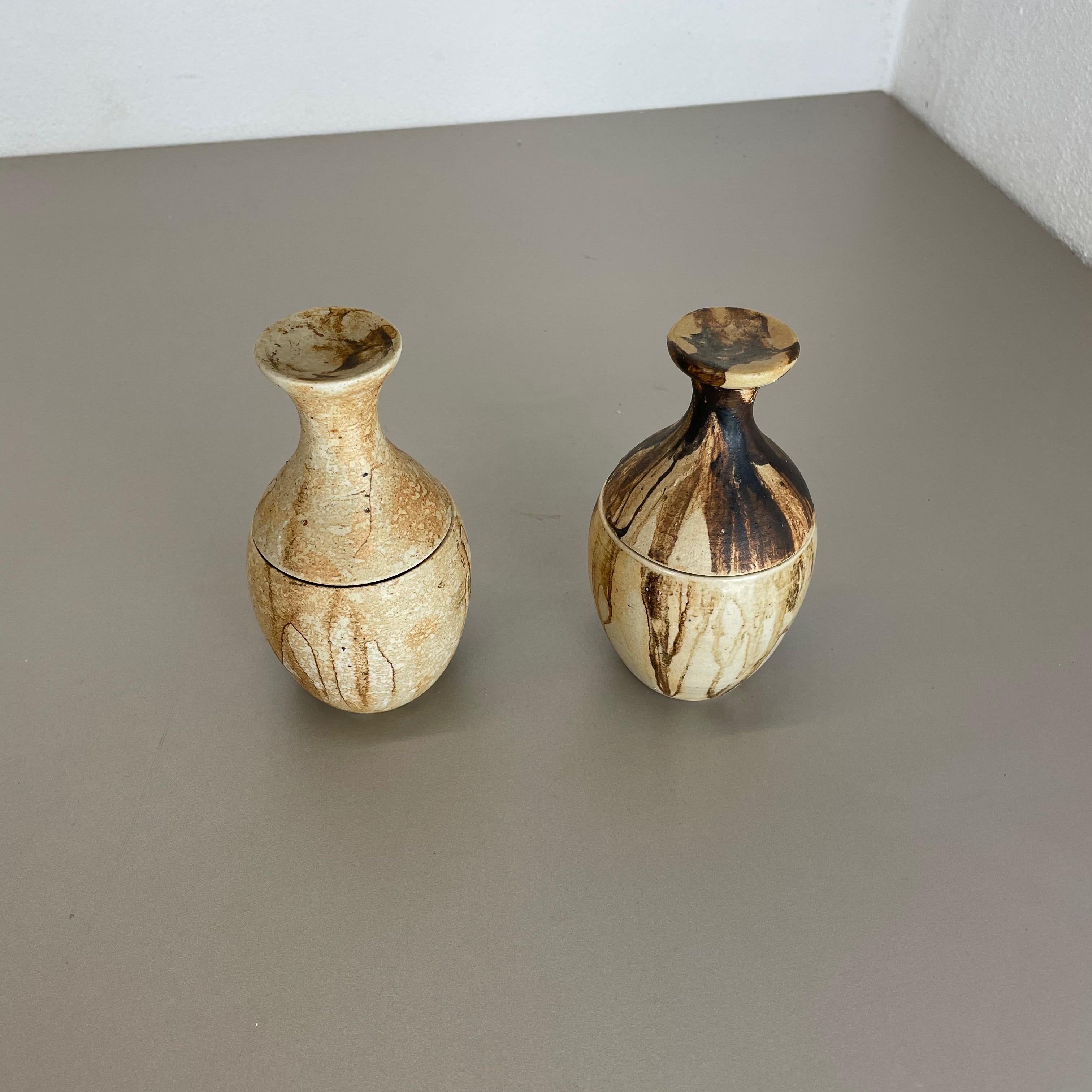 Mid-Century Modern Set of 2 Ceramic Studio Pottery Objects by Gerhard Liebenthron, Germany, 1970s For Sale