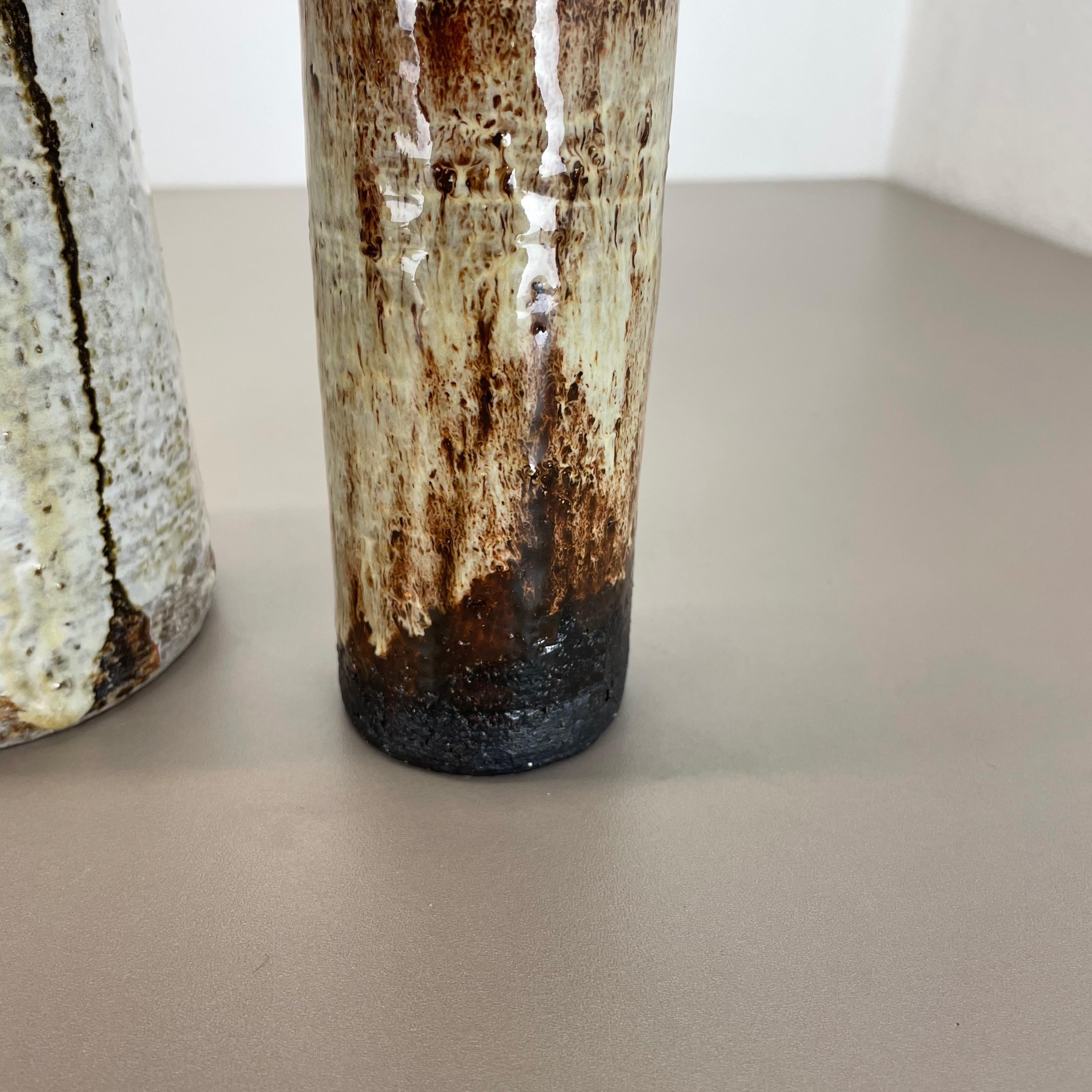 Set of 2 Ceramic Studio Pottery Tube Vase by Gerhard Liebenthron, Germany, 1970s For Sale 8