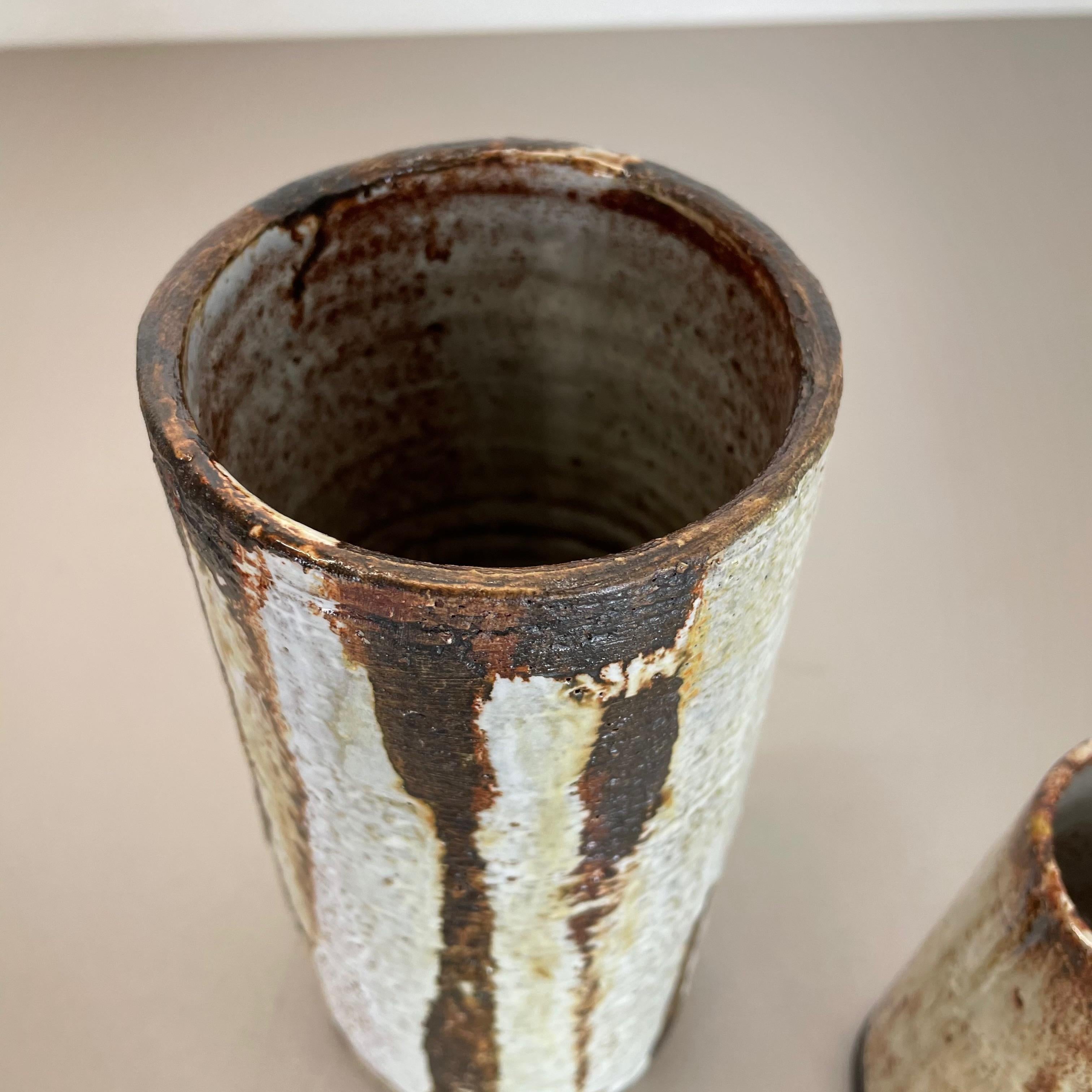 Set of 2 Ceramic Studio Pottery Tube Vase by Gerhard Liebenthron, Germany, 1970s For Sale 3