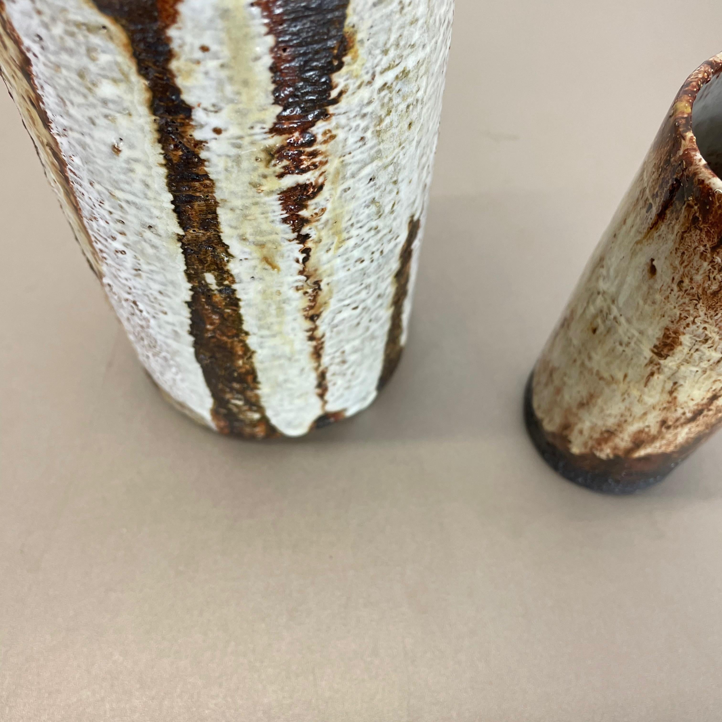 Set of 2 Ceramic Studio Pottery Tube Vase by Gerhard Liebenthron, Germany, 1970s For Sale 4