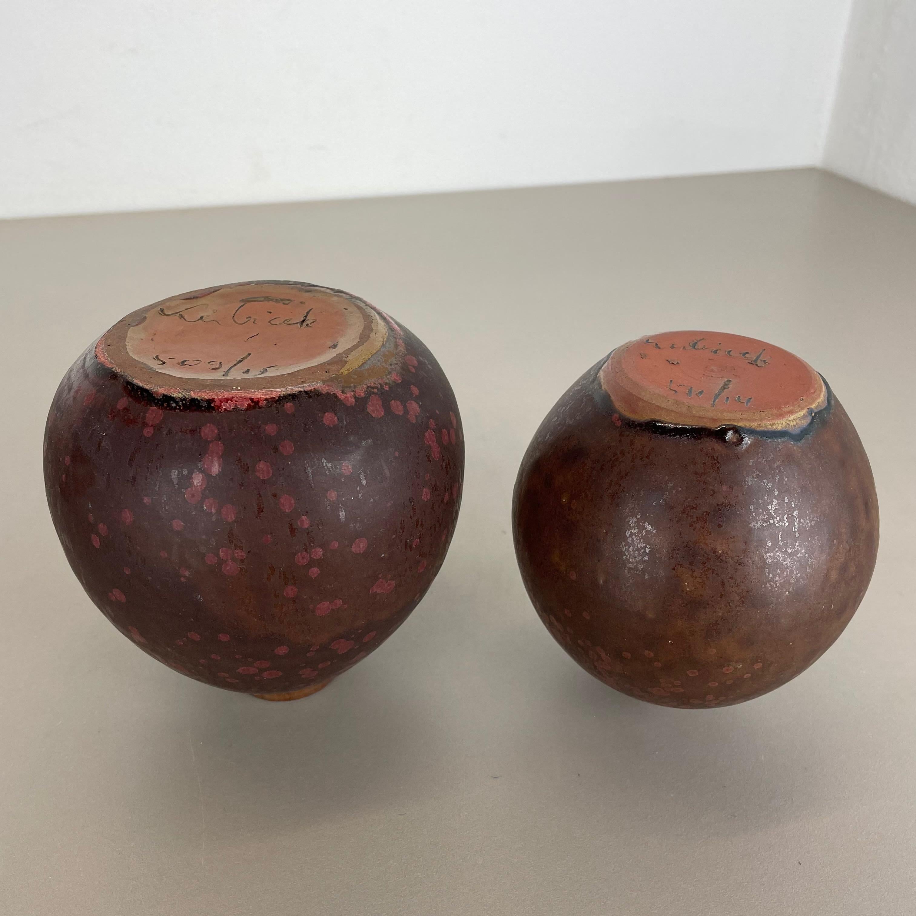 Set von 2 Keramikvasen aus Studio-Keramik von Elmar & Elke Kubicek, Deutschland, 1970er Jahre im Angebot 9