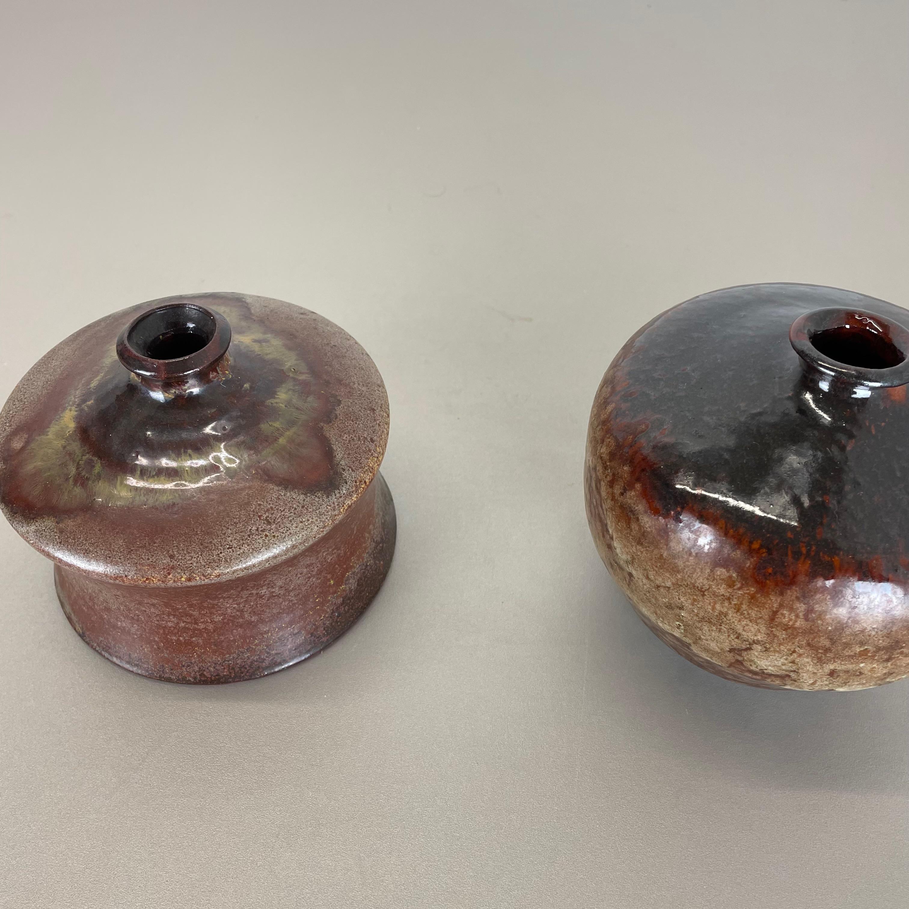 Set of 2 Ceramic Studio Pottery Vase by Elmar & Elke Kubicek, Germany, 1970s For Sale 9
