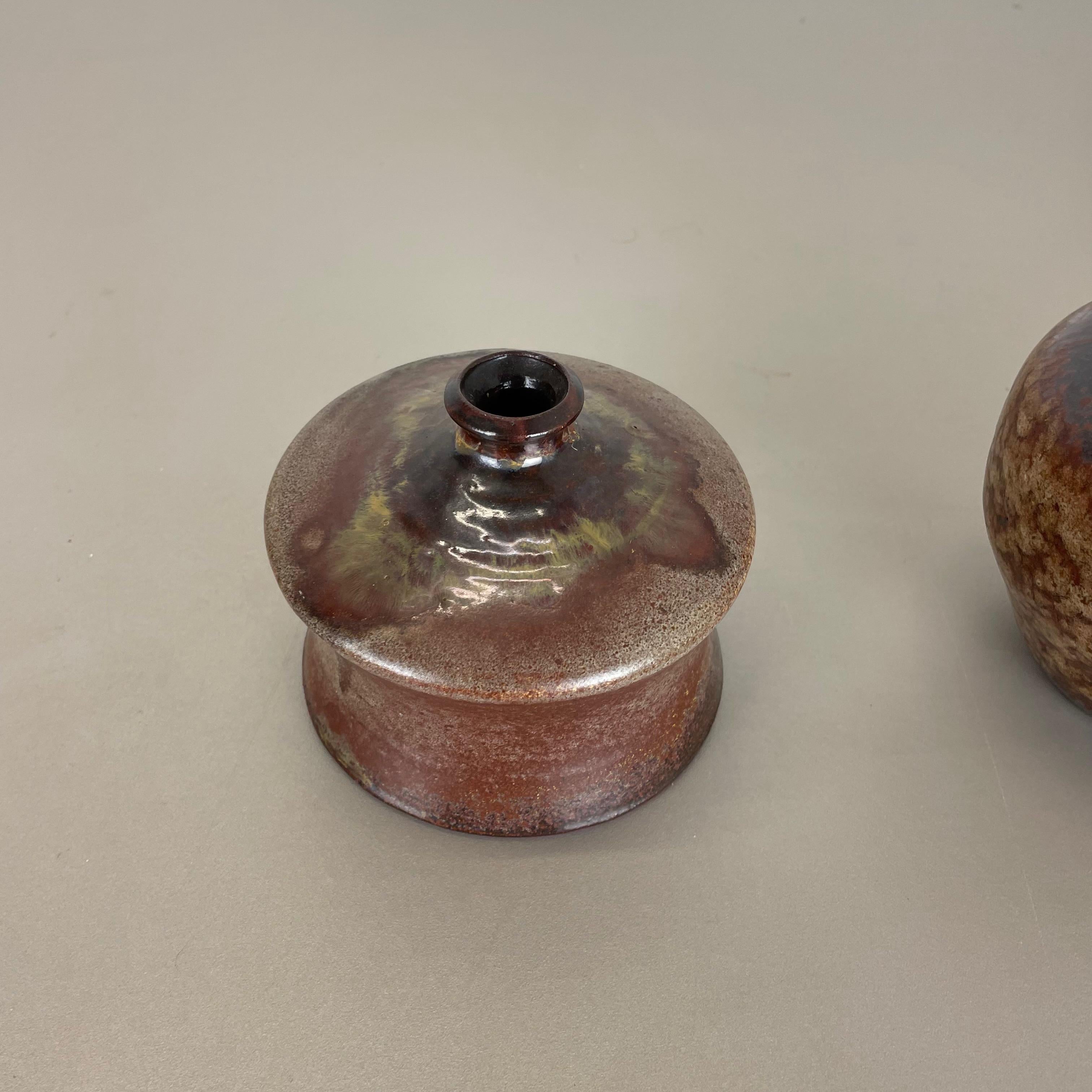 Set of 2 Ceramic Studio Pottery Vase by Elmar & Elke Kubicek, Germany, 1970s In Good Condition For Sale In Kirchlengern, DE