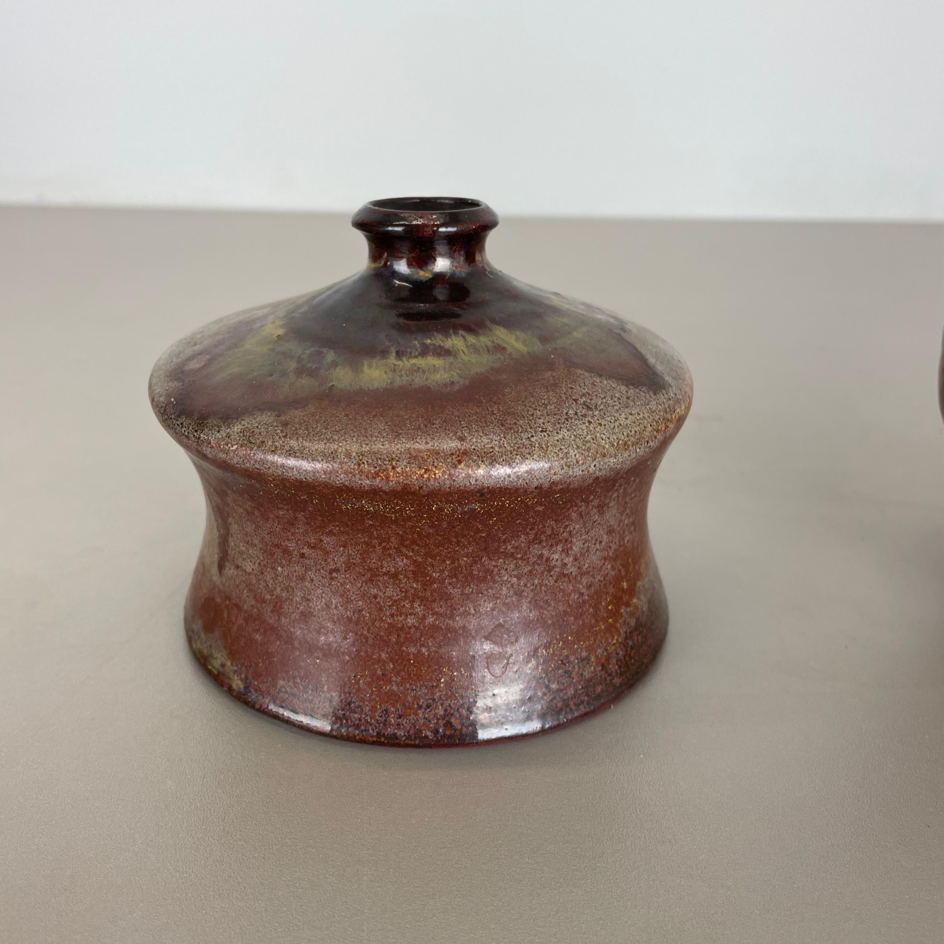 20th Century Set of 2 Ceramic Studio Pottery Vase by Elmar & Elke Kubicek, Germany, 1970s For Sale
