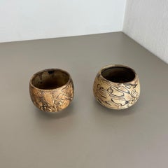Set of 2 Ceramic Studio Pottery Vase by Gerhard Liebenthron, Germany, 1970s