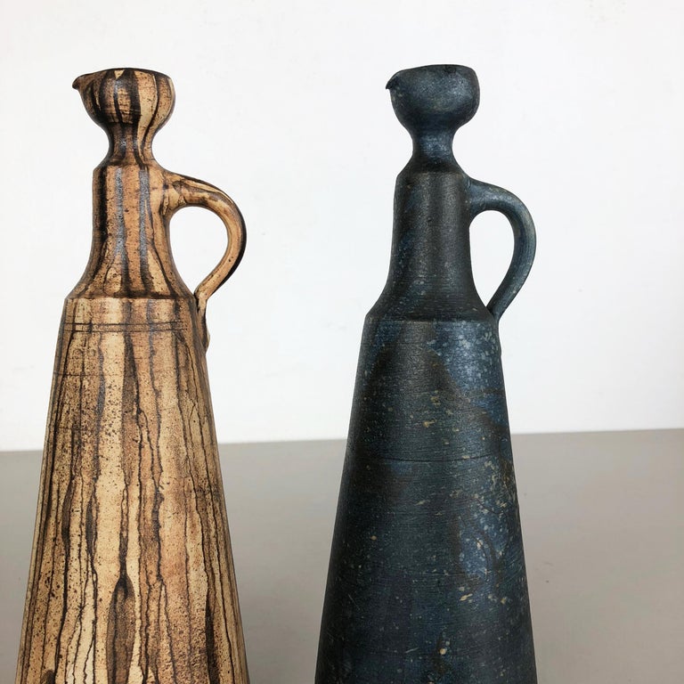 Set of 2 Ceramic Studio Pottery Vase by Gerhard Liebenthron, Germany, 1980s For Sale 1