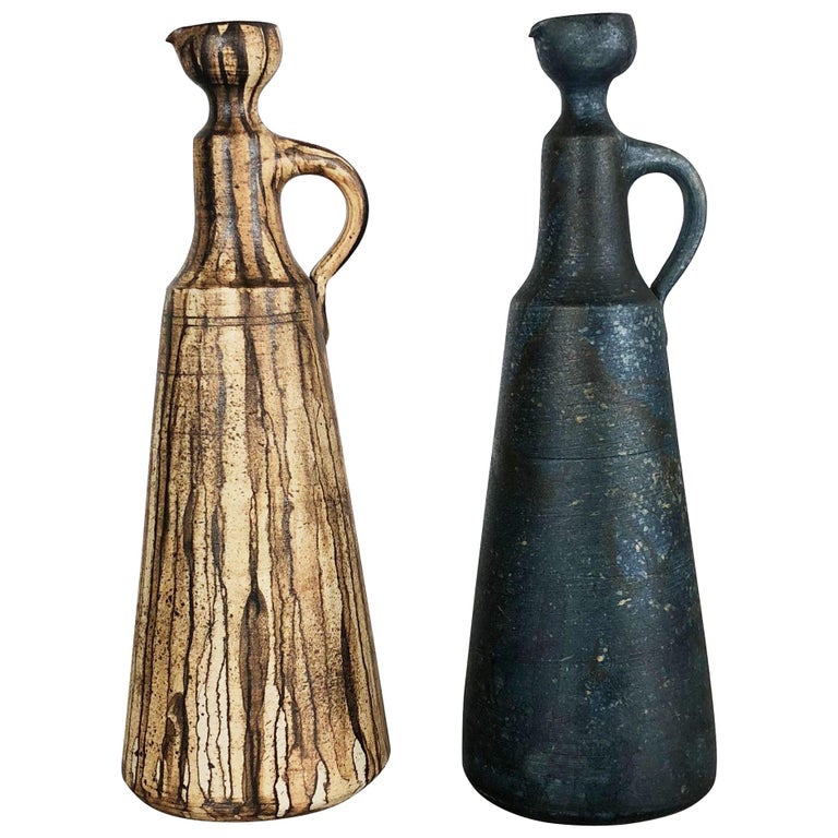 Set of 2 Ceramic Studio Pottery Vase by Gerhard Liebenthron, Germany, 1980s For Sale