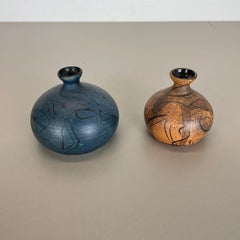 Set of 2 Ceramic Studio Pottery Vase by Gerhard Liebenthron, Germany, 1980s