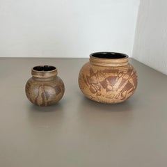 Set of 2 Ceramic Studio Pottery Vase by Gerhard Liebenthron, Germany, 1980s