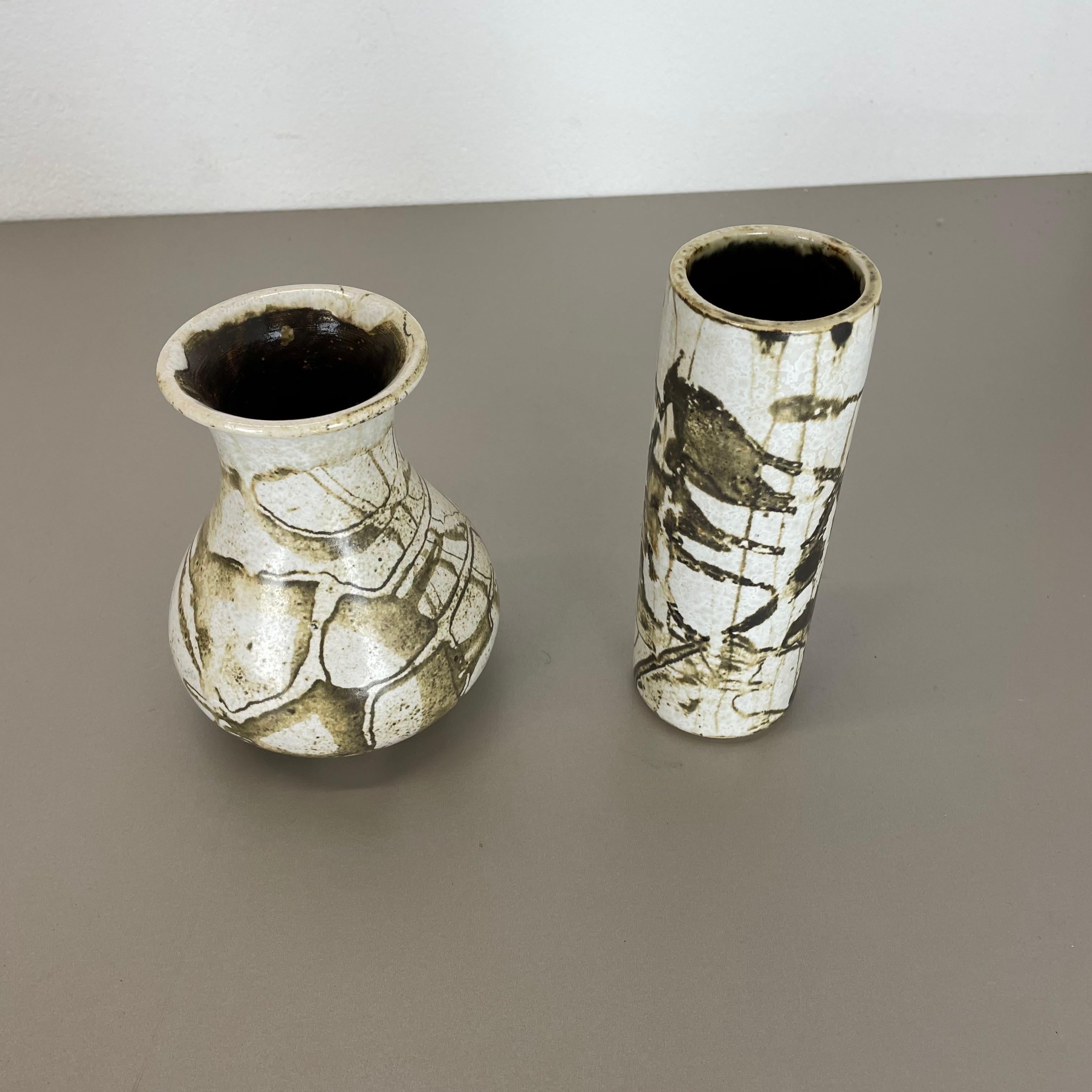 Mid-Century Modern Set of 2 Ceramic Studio Pottery Vase by Gerhard Liebenthron, Germany, 1980s