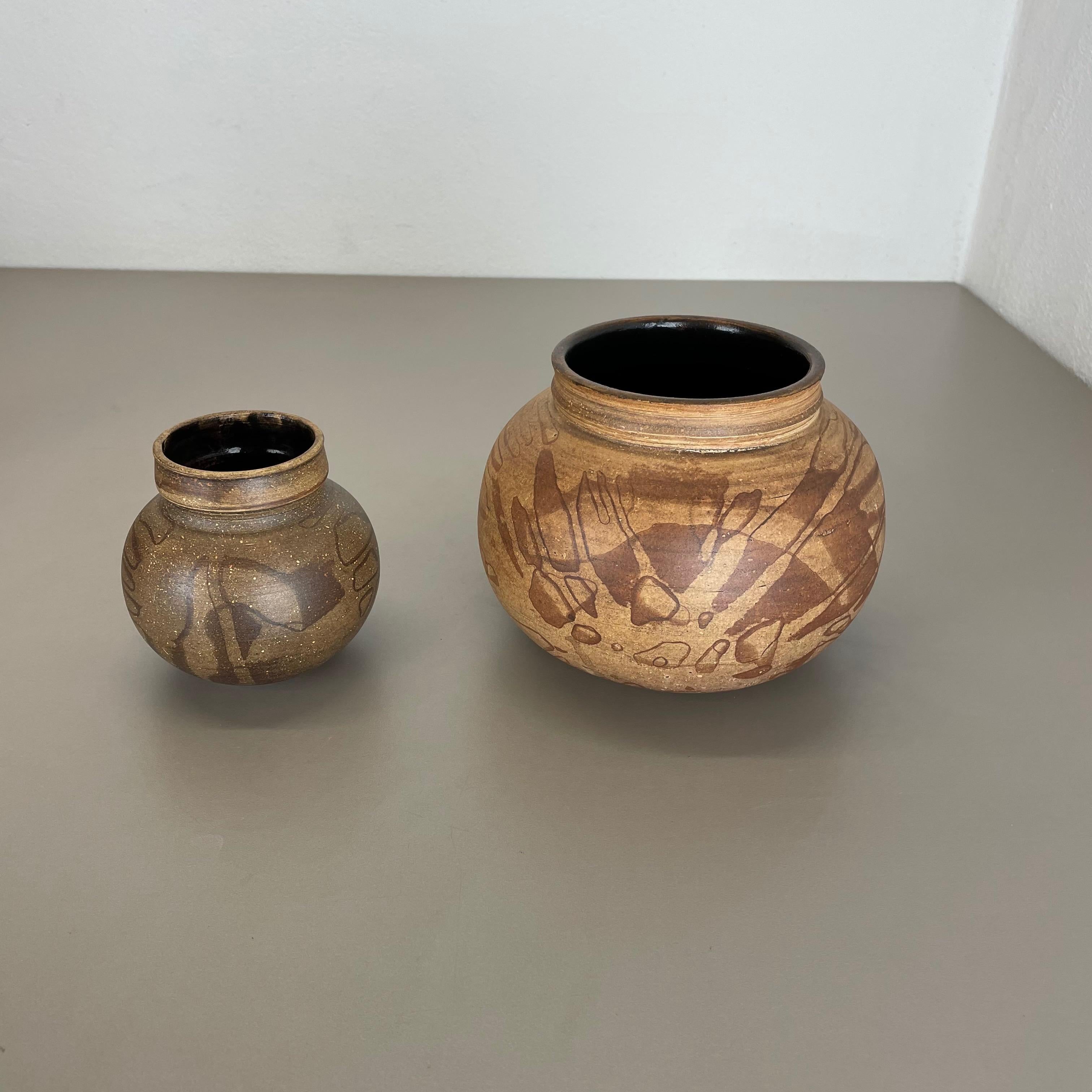 Mid-Century Modern Set of 2 Ceramic Studio Pottery Vase by Gerhard Liebenthron, Germany, 1980s For Sale