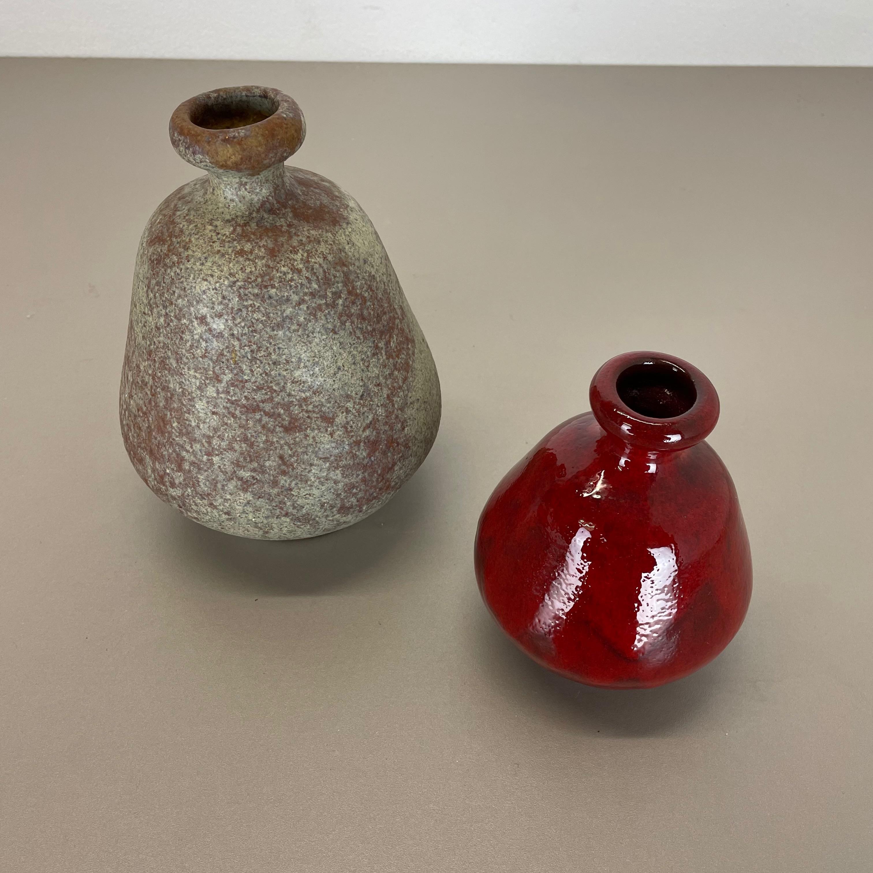 Set of 2 Ceramic Studio Pottery Vase by Hartwig Heyne Ceramics, Germany 1970s For Sale 11