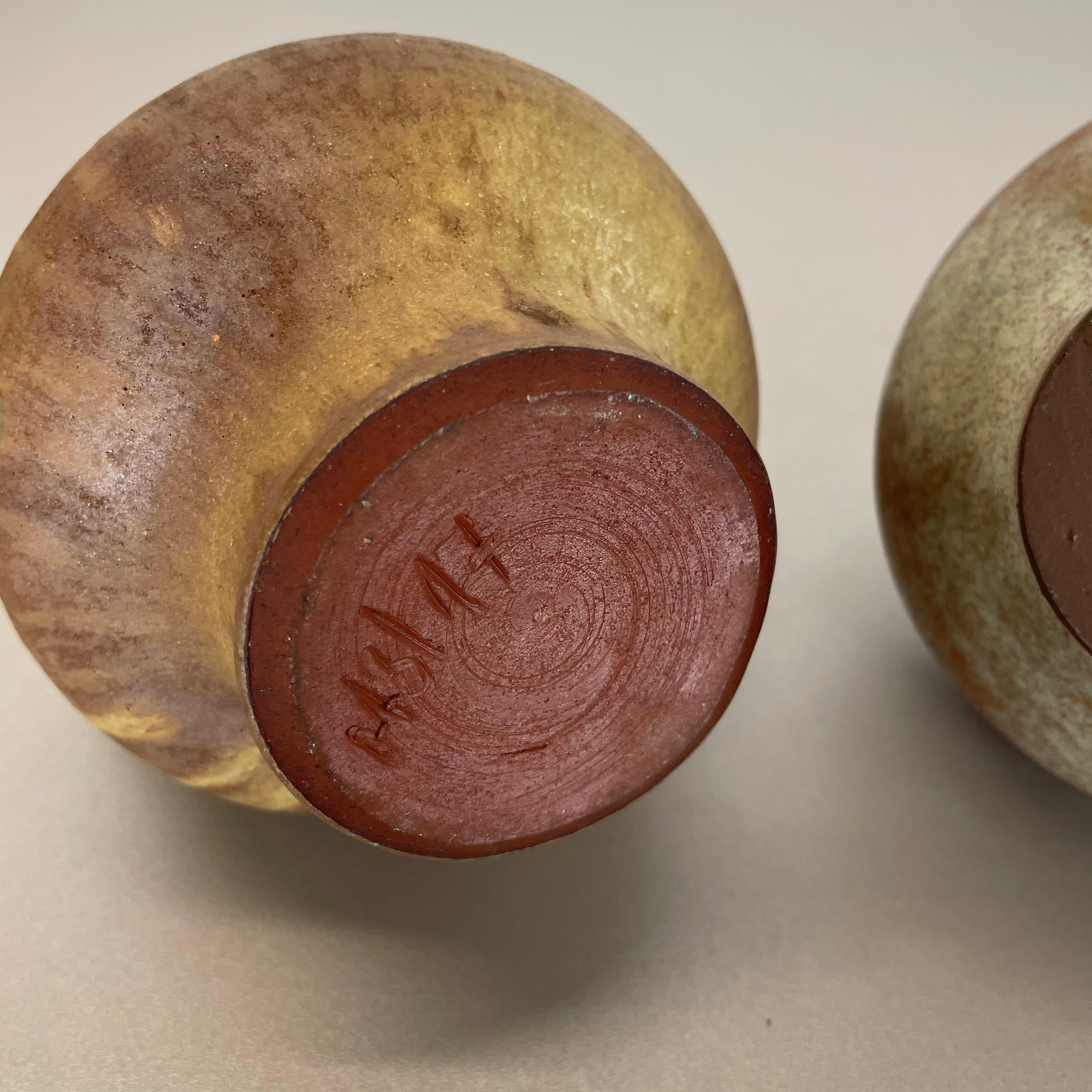 Set of 2 Ceramic Studio Pottery Vase by Hartwig Heyne Ceramics, Germany, 1970s For Sale 12