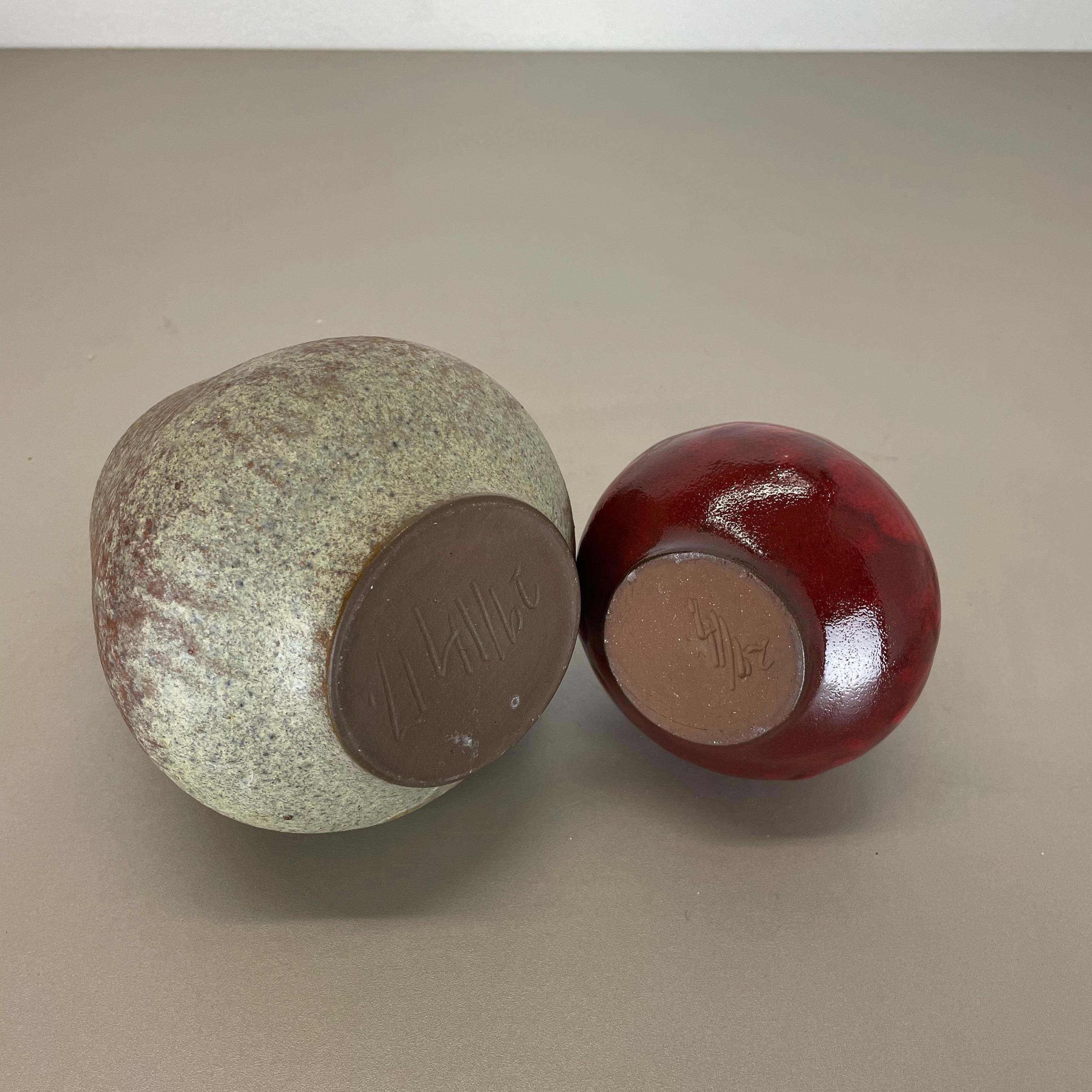 Set di 2 vasi in ceramica Studio Pottery di Hartwig Heyne Ceramics, Germania anni '70 in vendita 10