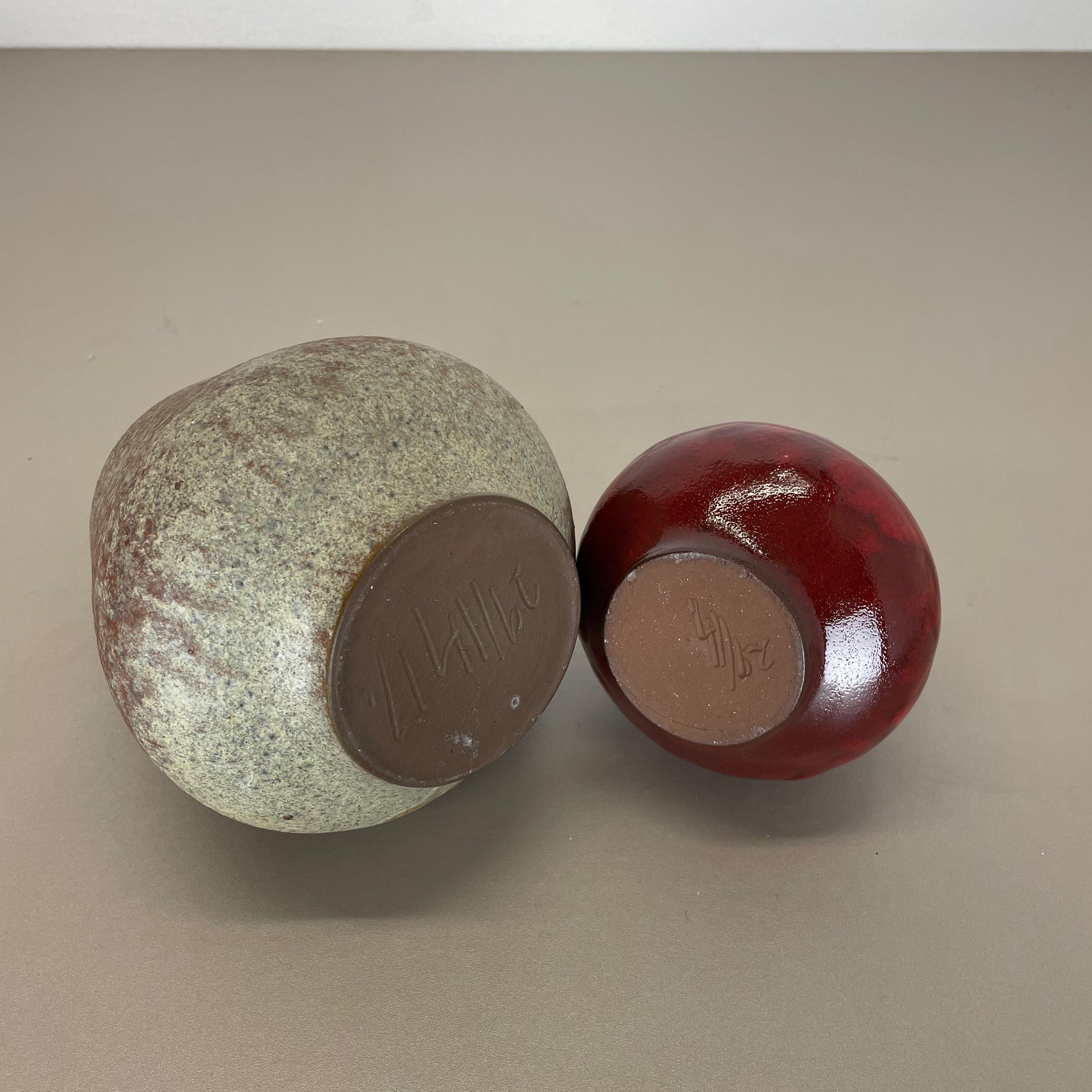 Set of 2 Ceramic Studio Pottery Vase by Hartwig Heyne Ceramics, Germany 1970s For Sale 12