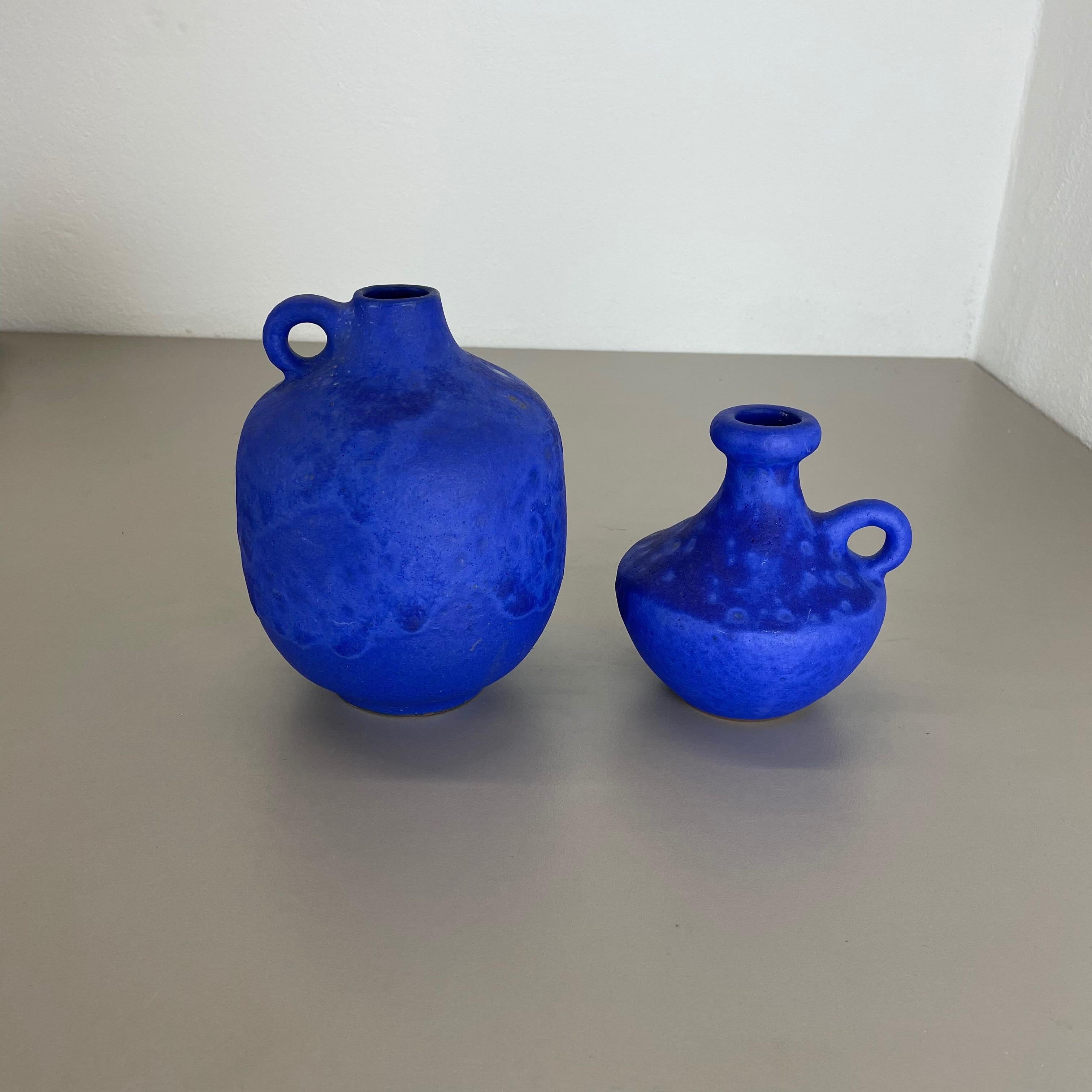 Mid-Century Modern Set of 2 Ceramic Studio Pottery Vase by Hartwig Heyne Ceramics, Germany 1970s For Sale