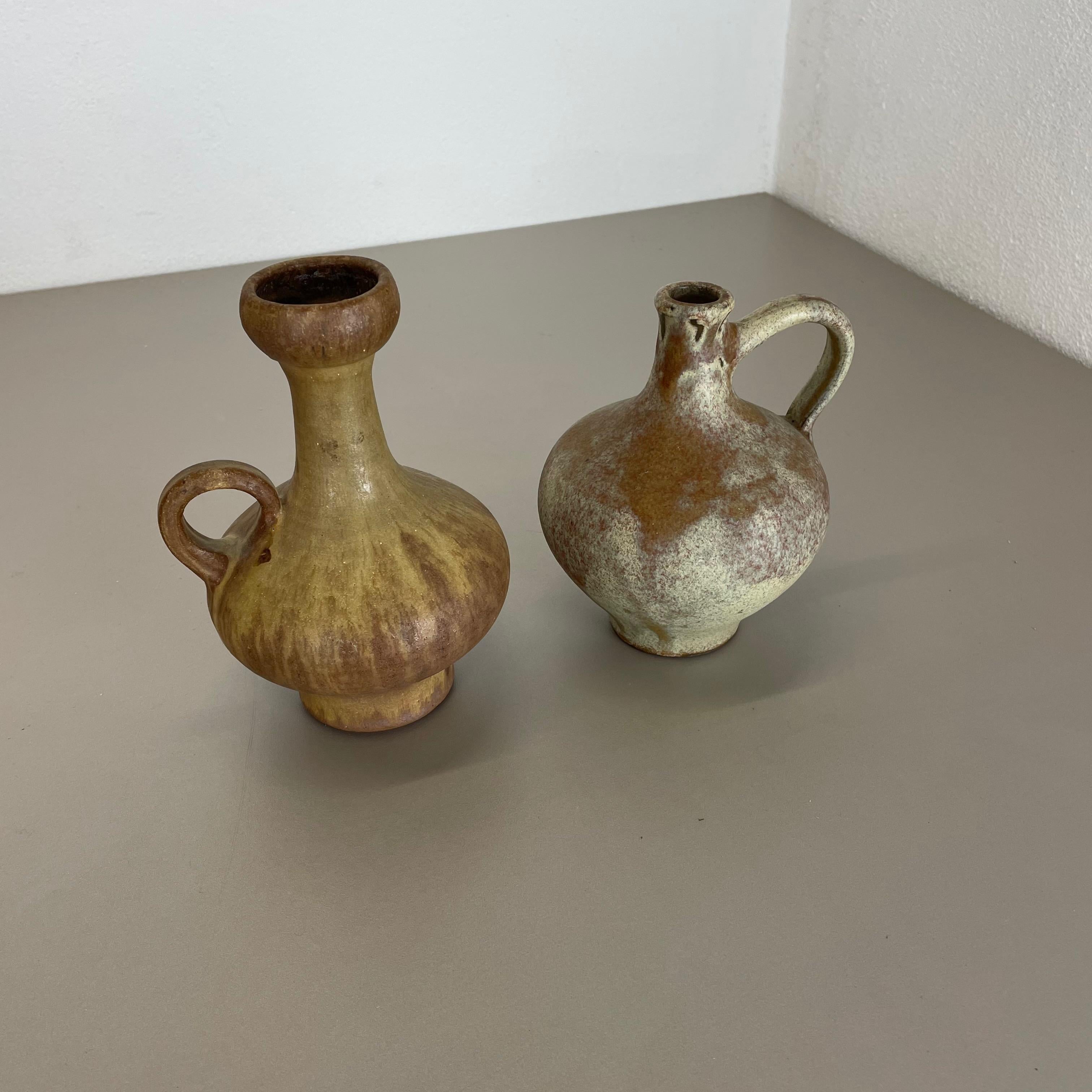 Set of 2 Ceramic Studio Pottery Vase by Hartwig Heyne Ceramics, Germany, 1970s In Good Condition For Sale In Kirchlengern, DE