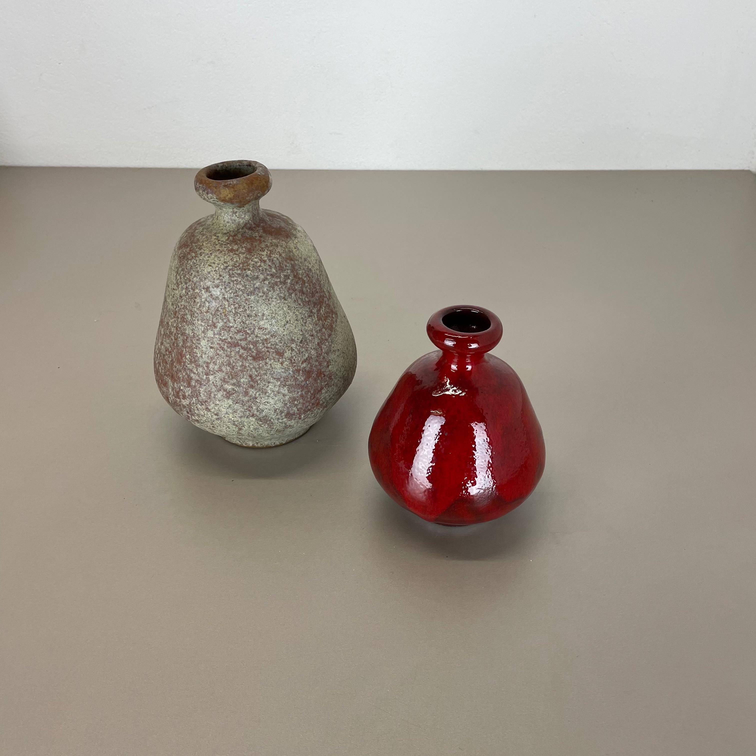 Set of 2 Ceramic Studio Pottery Vase by Hartwig Heyne Ceramics, Germany 1970s In Good Condition For Sale In Kirchlengern, DE