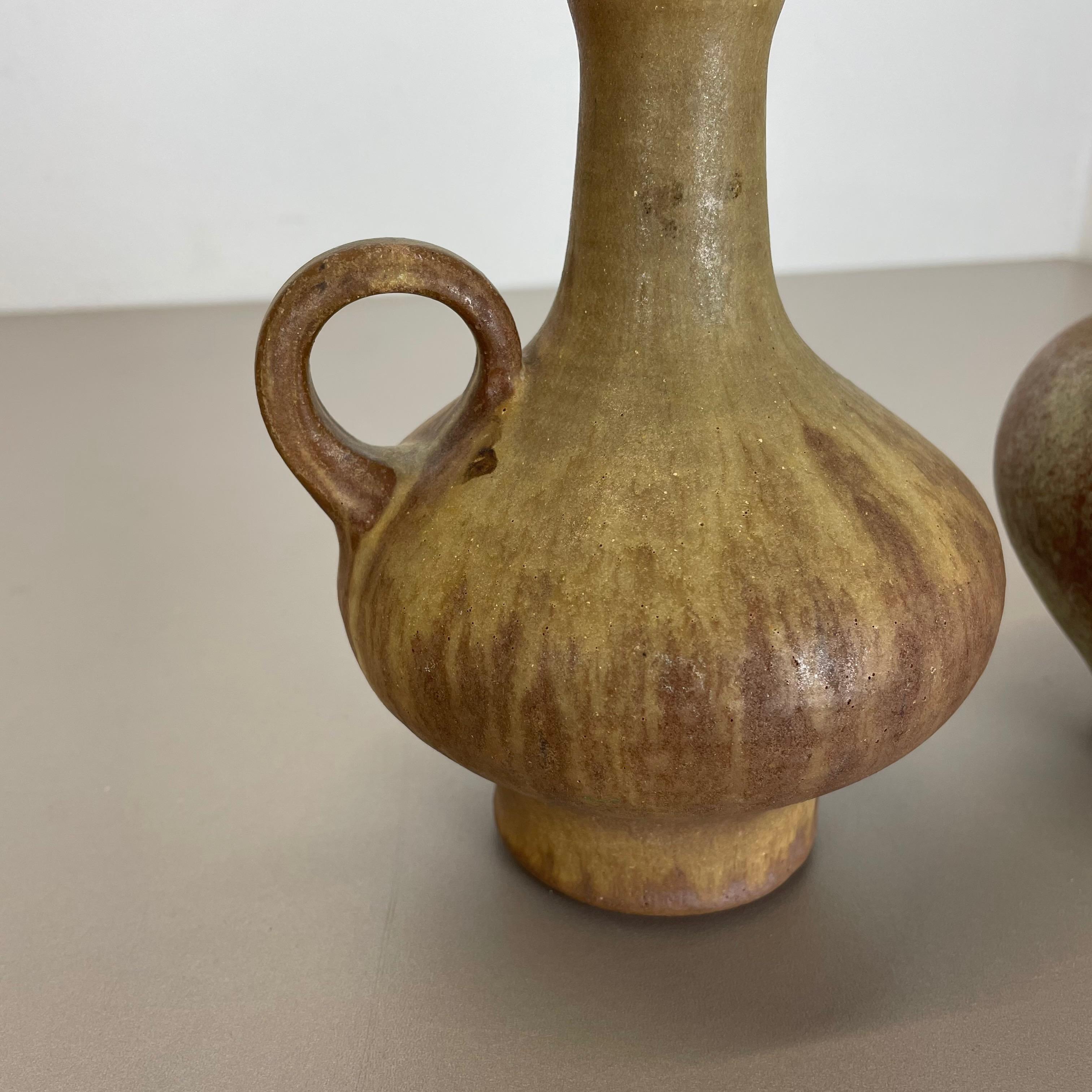 20th Century Set of 2 Ceramic Studio Pottery Vase by Hartwig Heyne Ceramics, Germany, 1970s For Sale