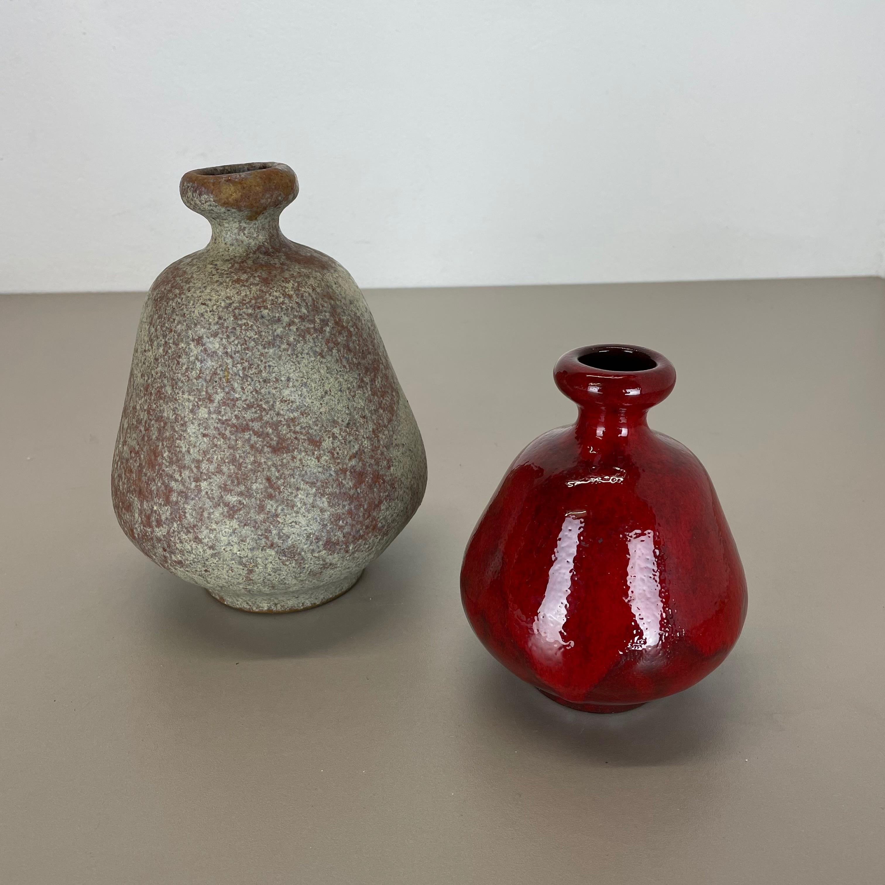 20th Century Set of 2 Ceramic Studio Pottery Vase by Hartwig Heyne Ceramics, Germany 1970s For Sale