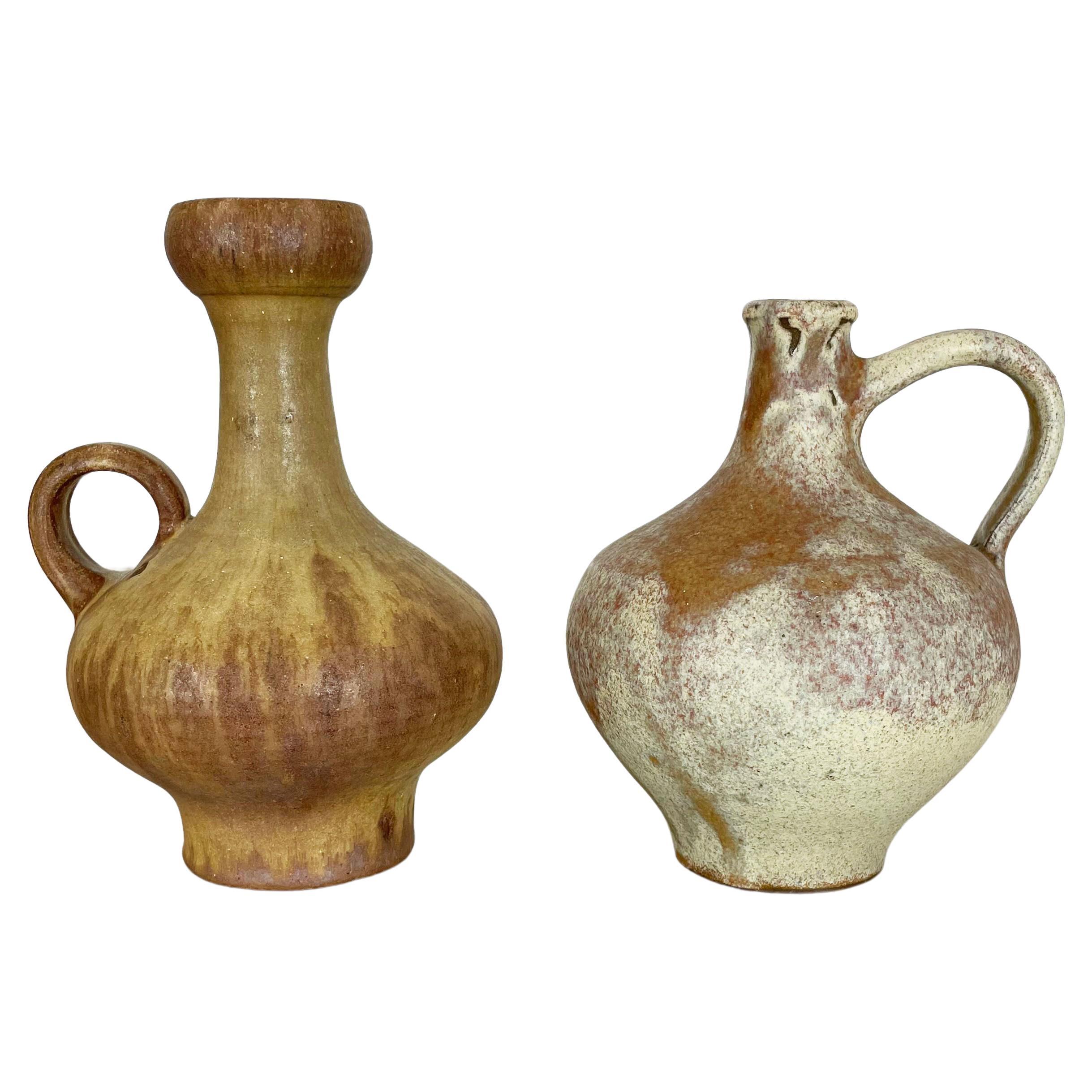 Set of 2 Ceramic Studio Pottery Vase by Hartwig Heyne Ceramics, Germany, 1970s For Sale