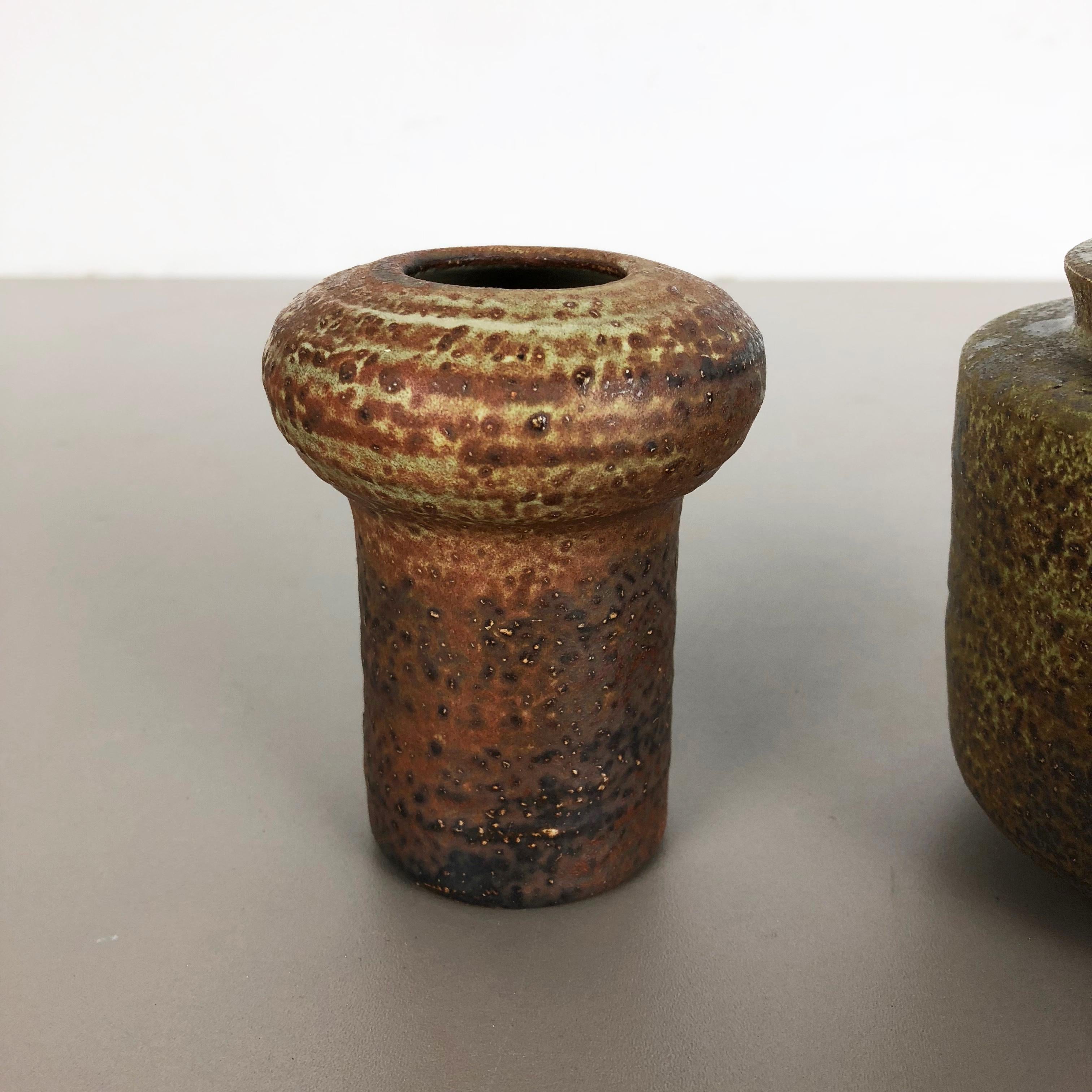 Dutch Set of 2 Ceramic Studio Pottery Vase by Piet Knepper for Mobach Netherlands 1970