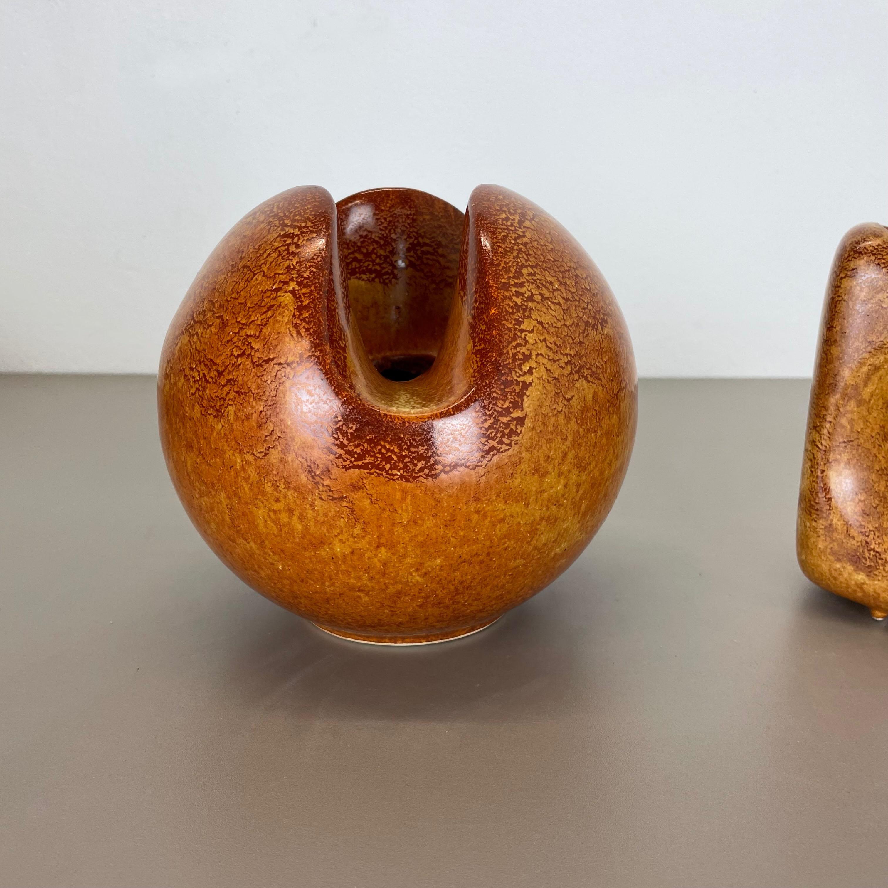German Set of 2 Ceramic Studio Pottery Vases by Bertoncello Ceramics, Italy 1970s For Sale