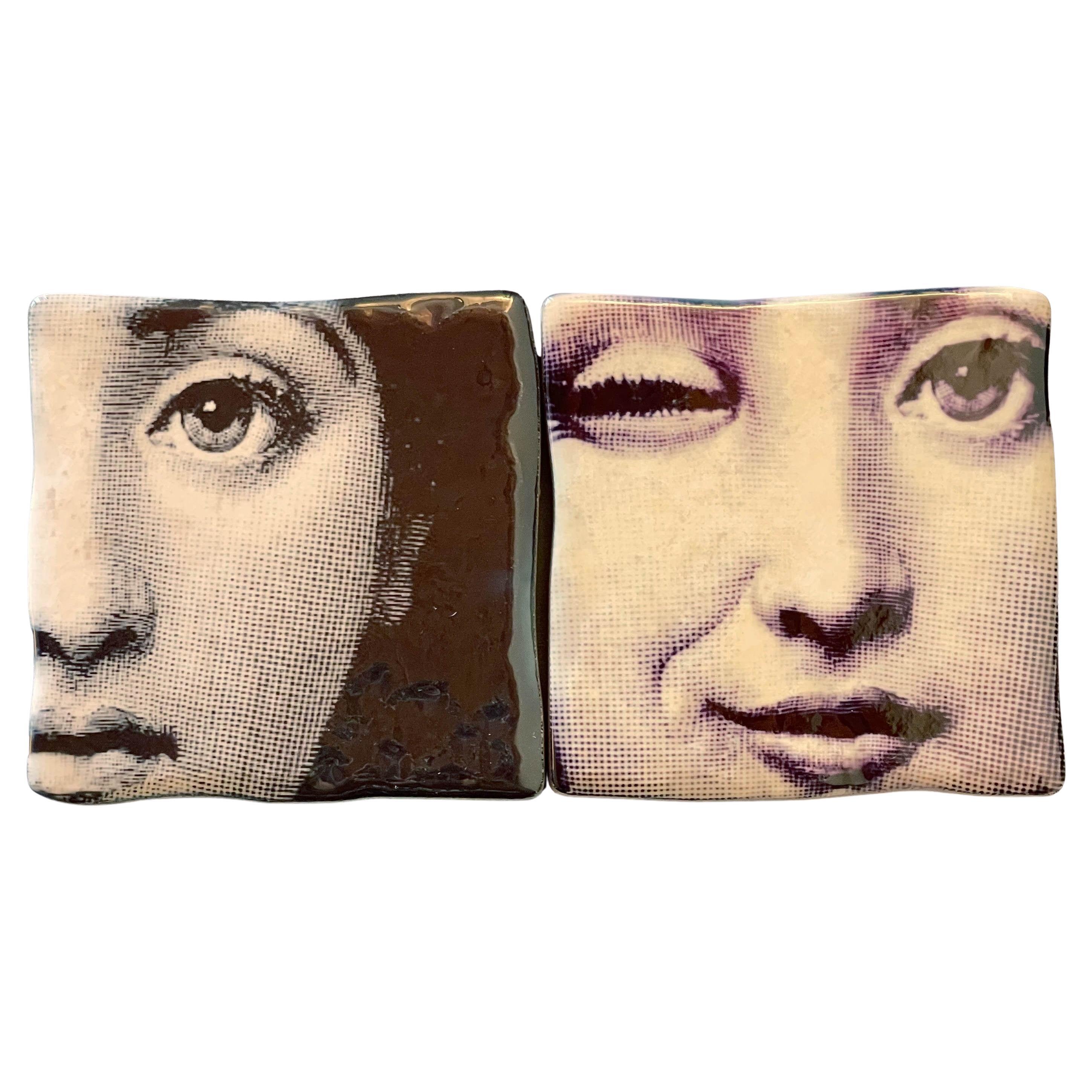 Set of 2 Ceramic Tiles by Fornasetti
