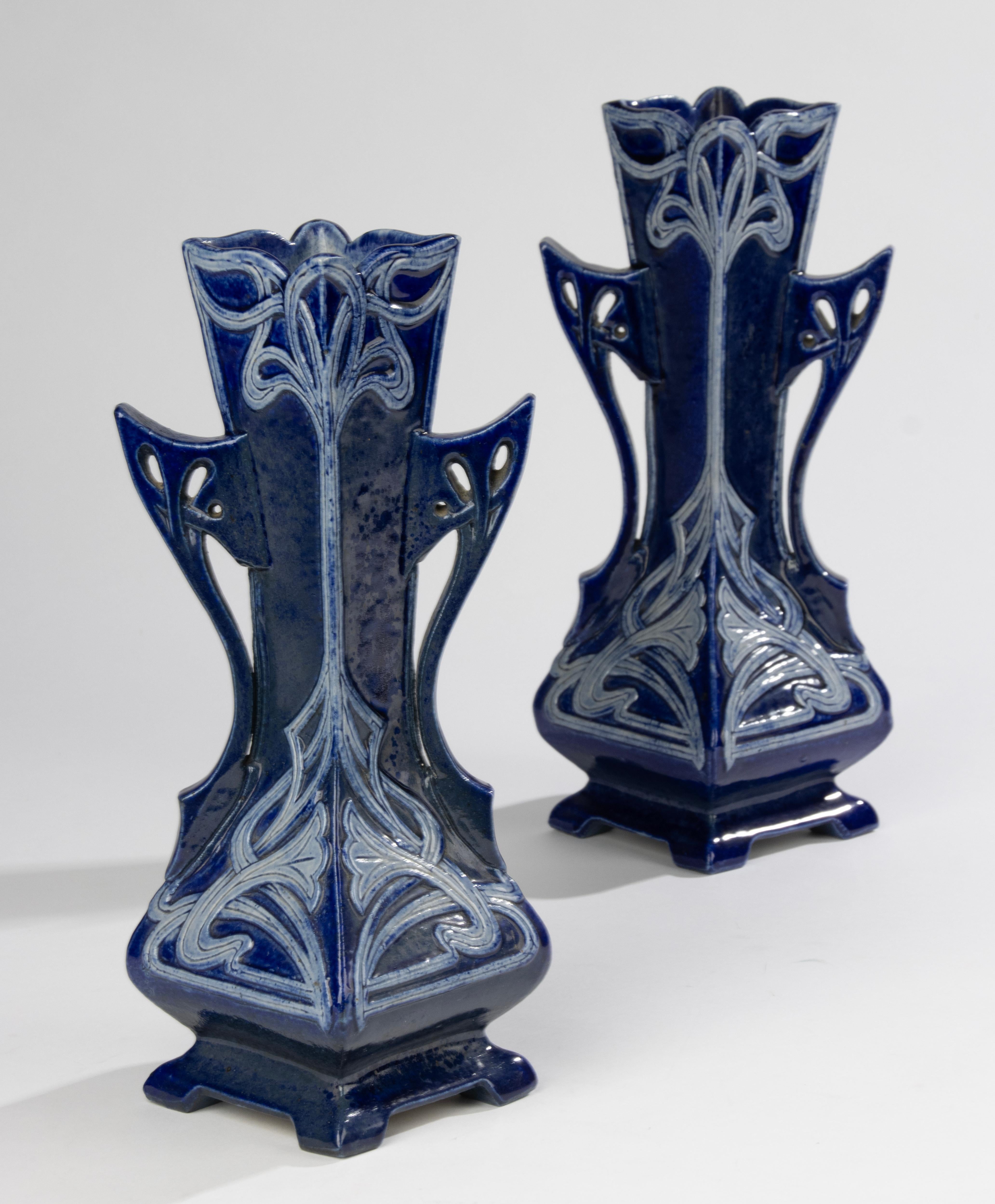 Set di 2 vasi in ceramica - Art Nouveau in vendita 6
