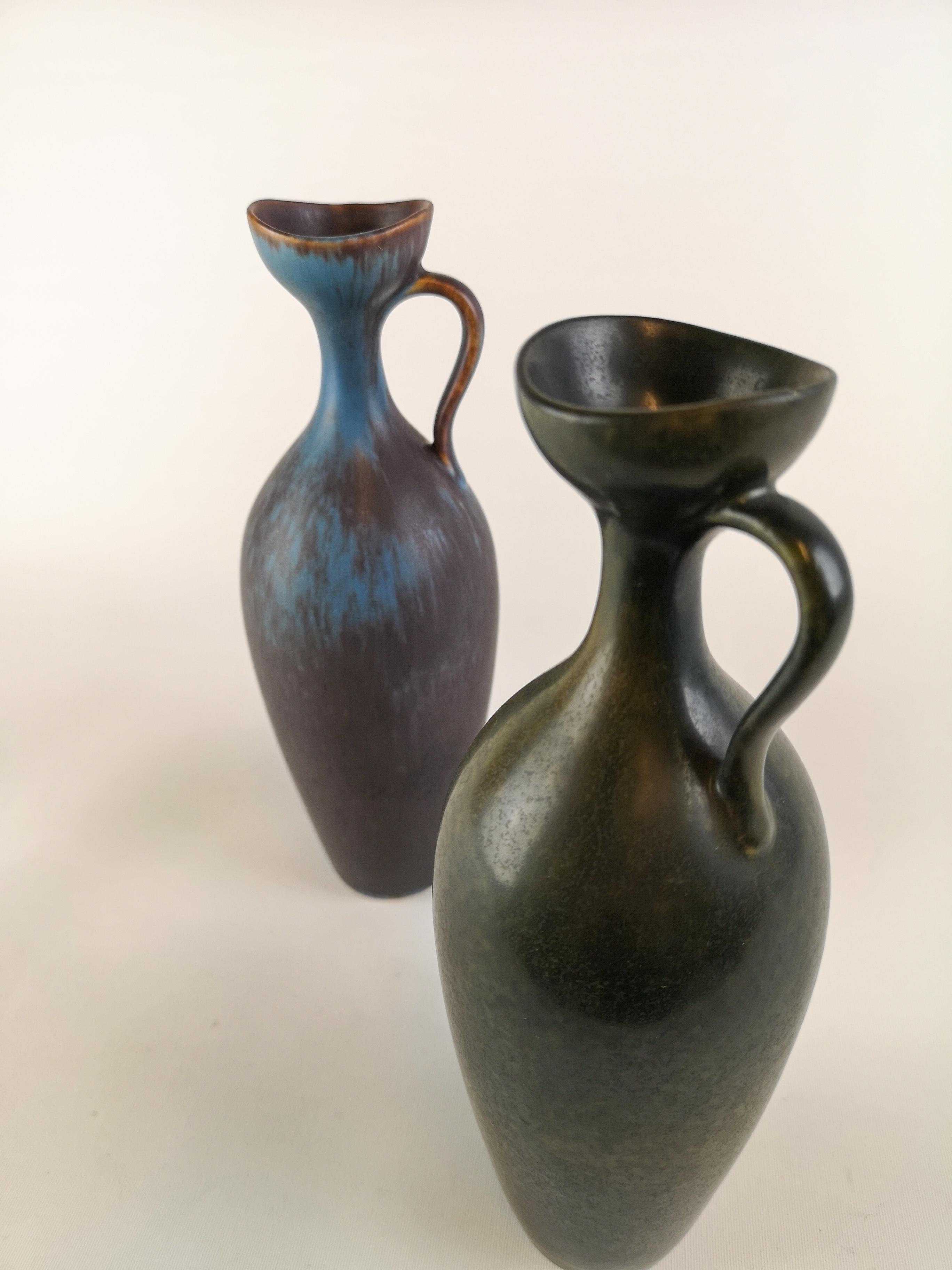 Mid-20th Century Set of 2 Ceramic Vases Gunnar Nylund Rörstrand, Sweden, 1950s