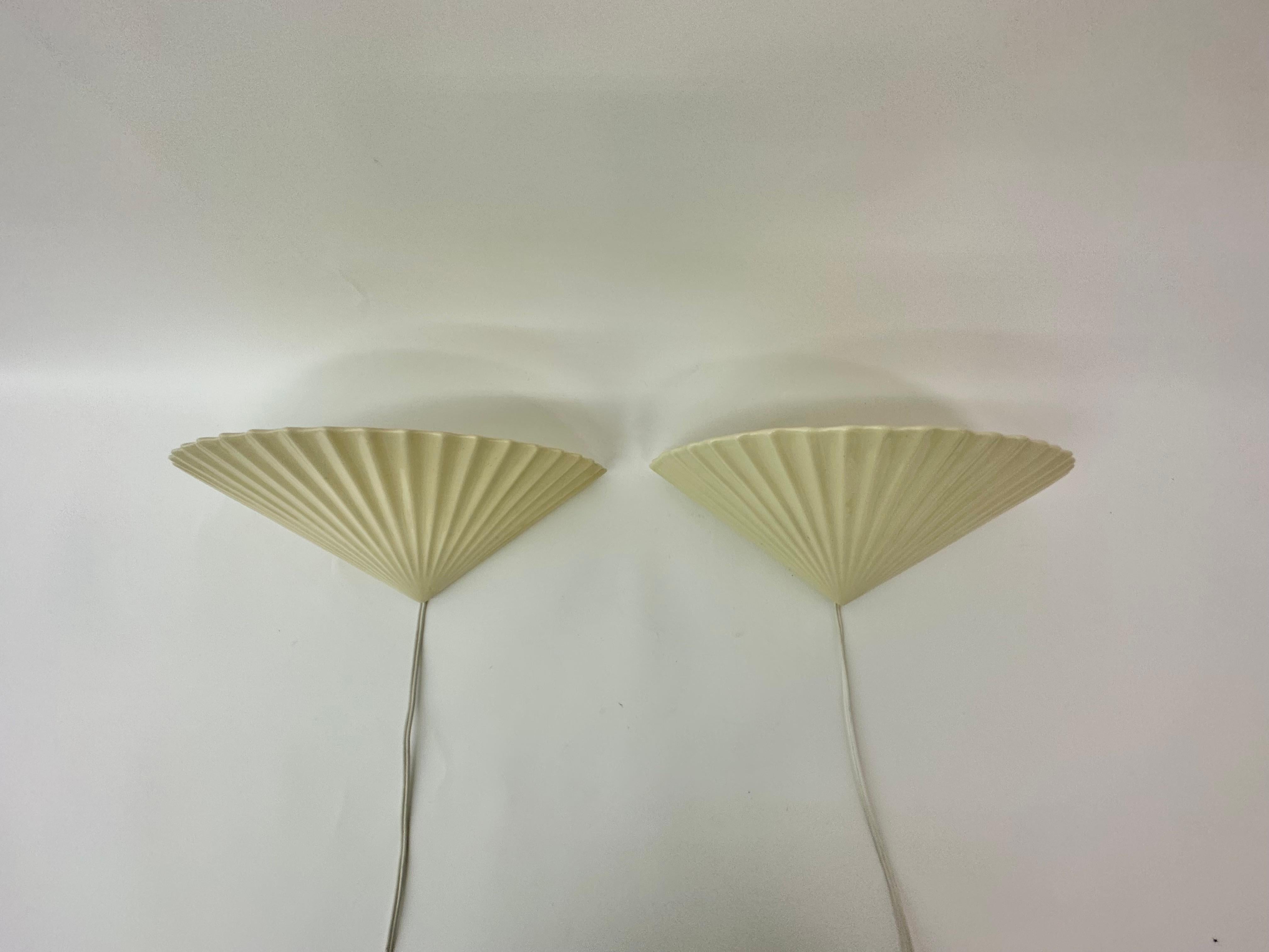 Mid-Century Modern Set of 2 Ceramic Wall Lamps, 1970s