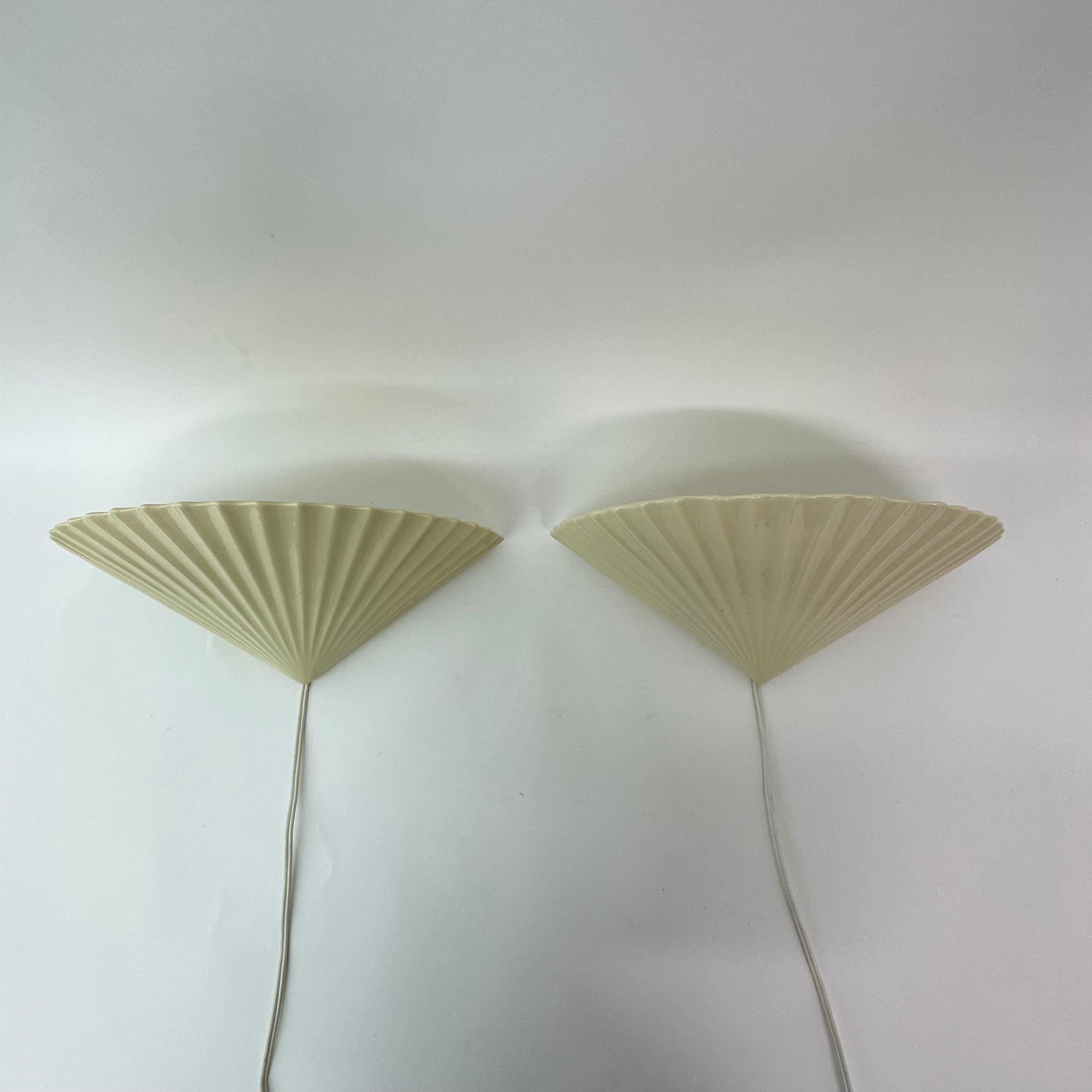 Set of 2 Ceramic Wall Lamps, 1970s In Good Condition In Delft, NL