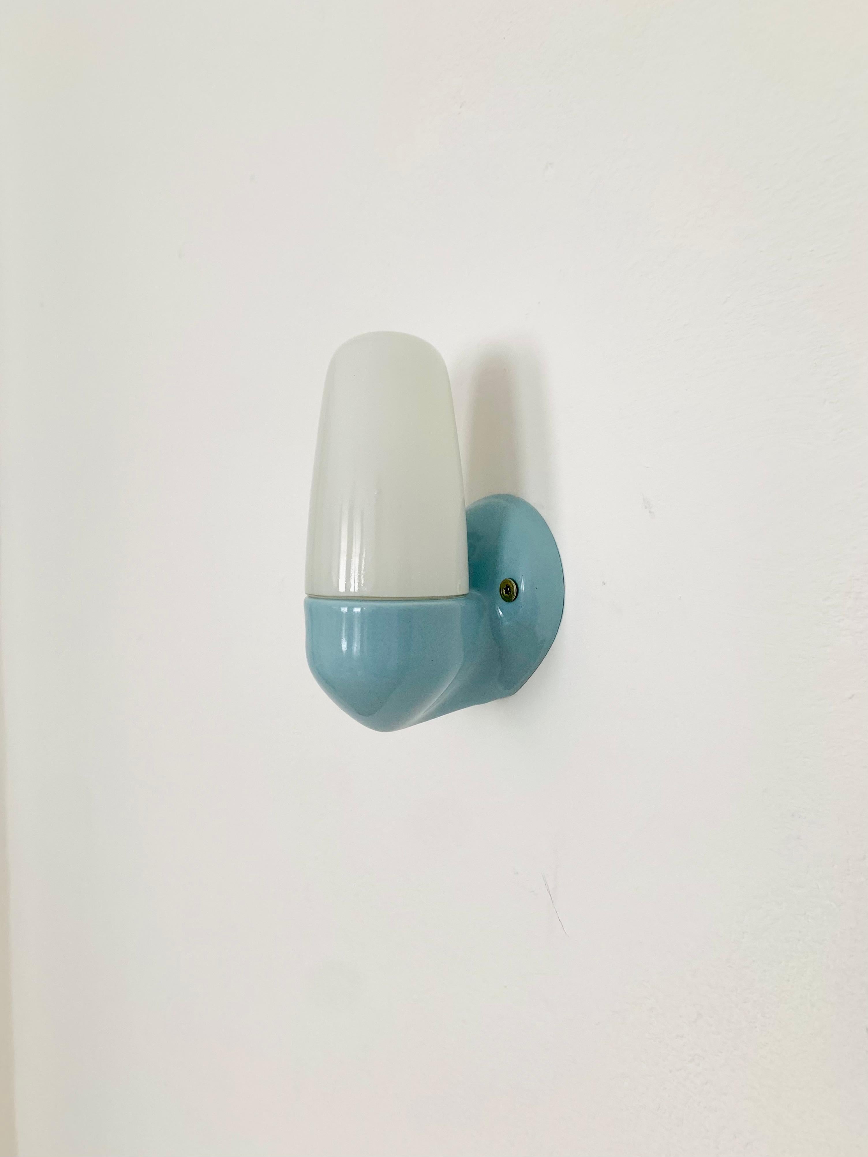 Mid-Century Modern Set of 2 Ceramic Wall Lamps by Wilhelm Wagenfeld for Lindner For Sale