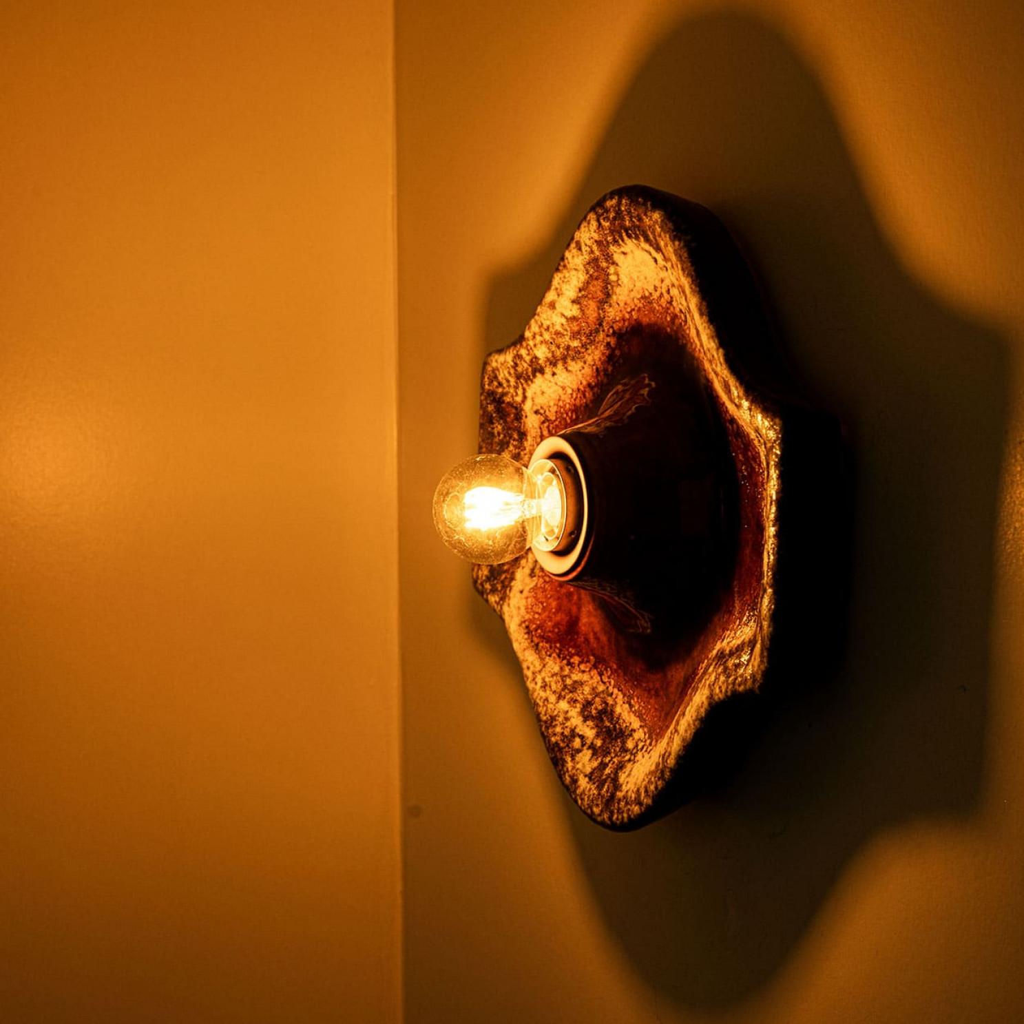 Ensemble de 2 appliques en céramique Fat Lava Style, 1970 en vente 2