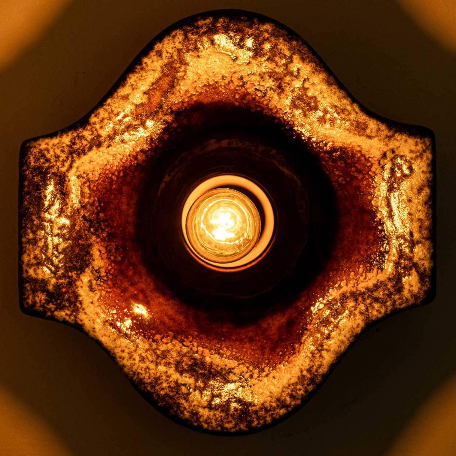 2er-Set Keramik-Wandleuchten Fat Lava Style, 1970 im Angebot 4