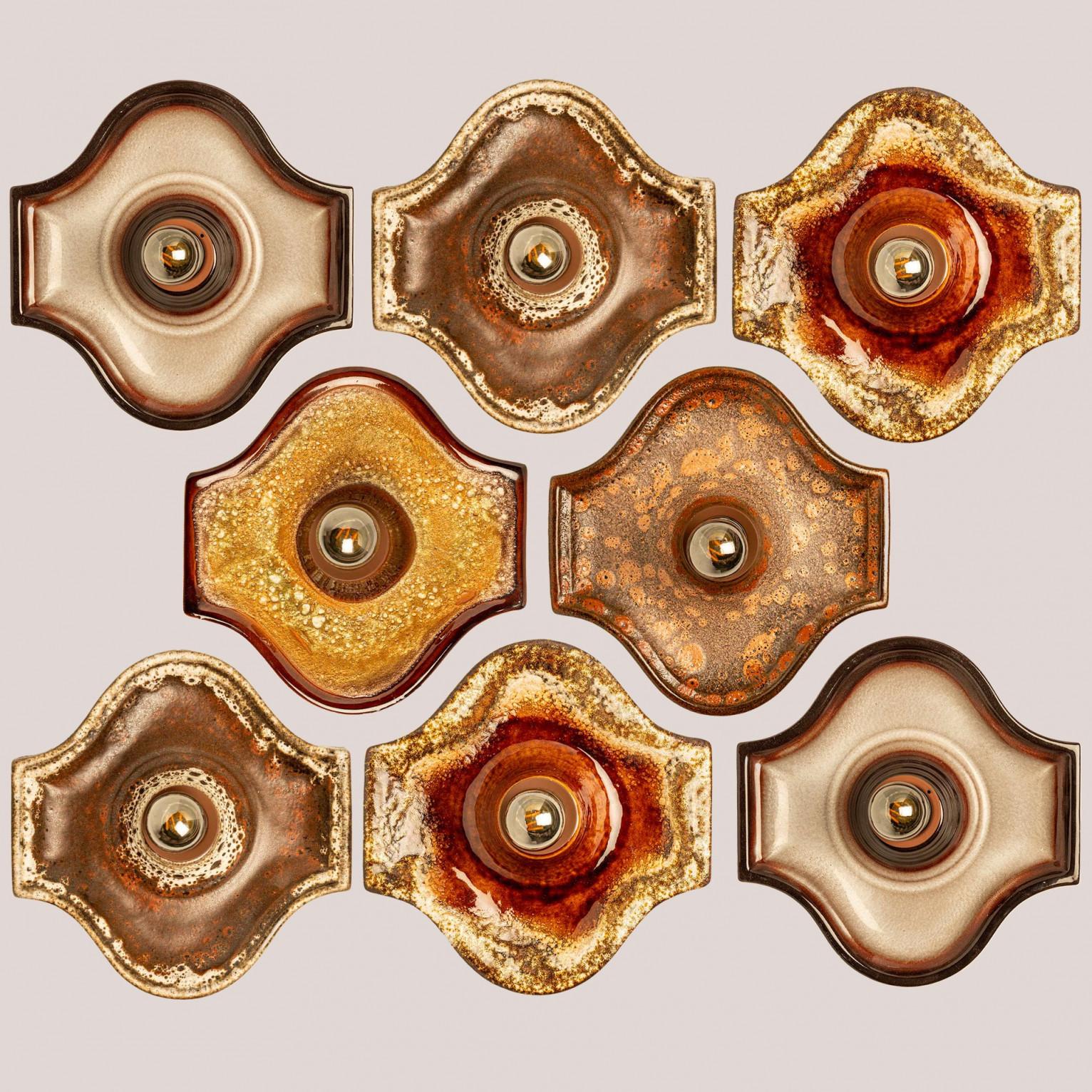 Ensemble de 2 appliques en céramique Fat Lava Style, 1970 en vente 4