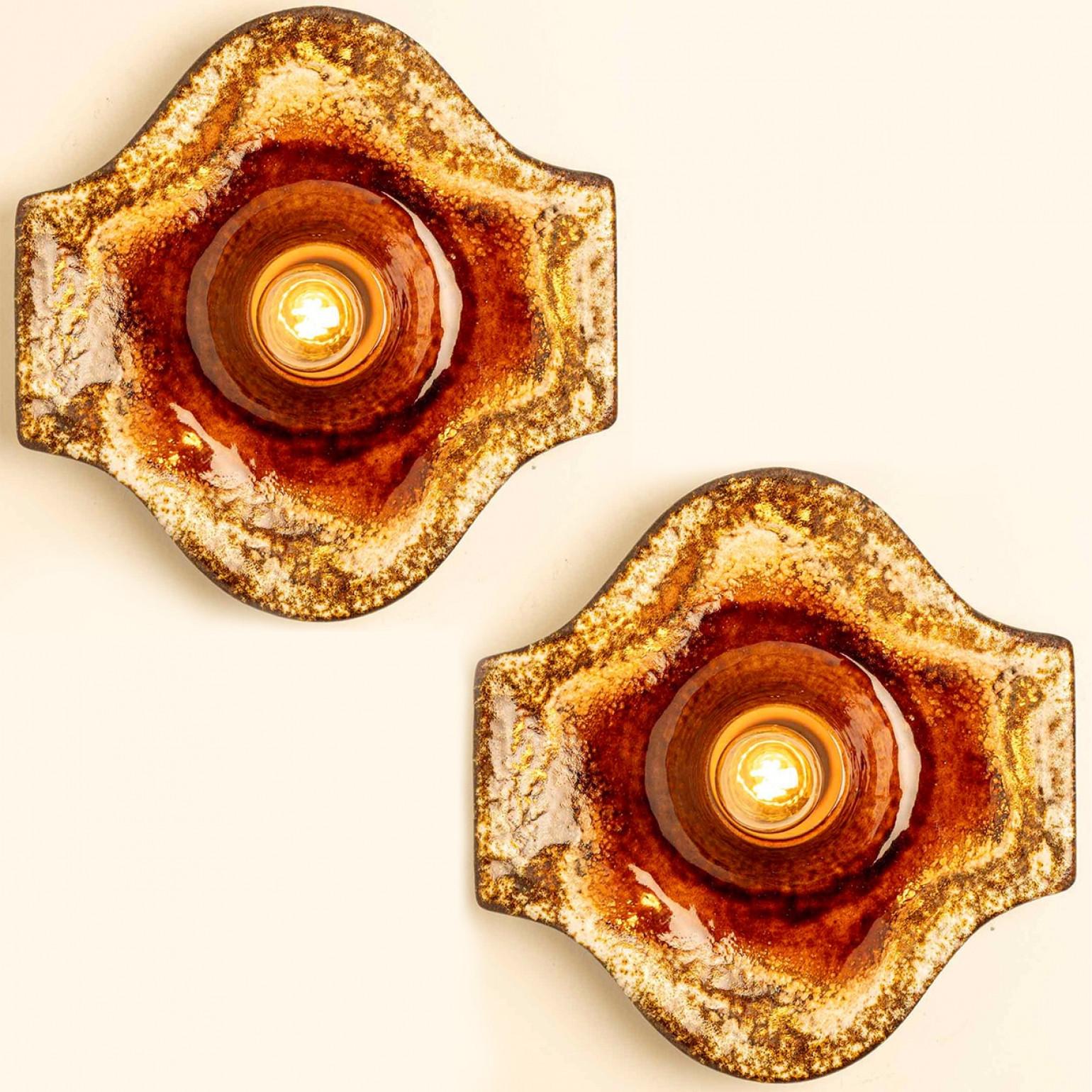 Ensemble de 2 appliques en céramique Fat Lava Style, 1970 Bon état - En vente à Rijssen, NL