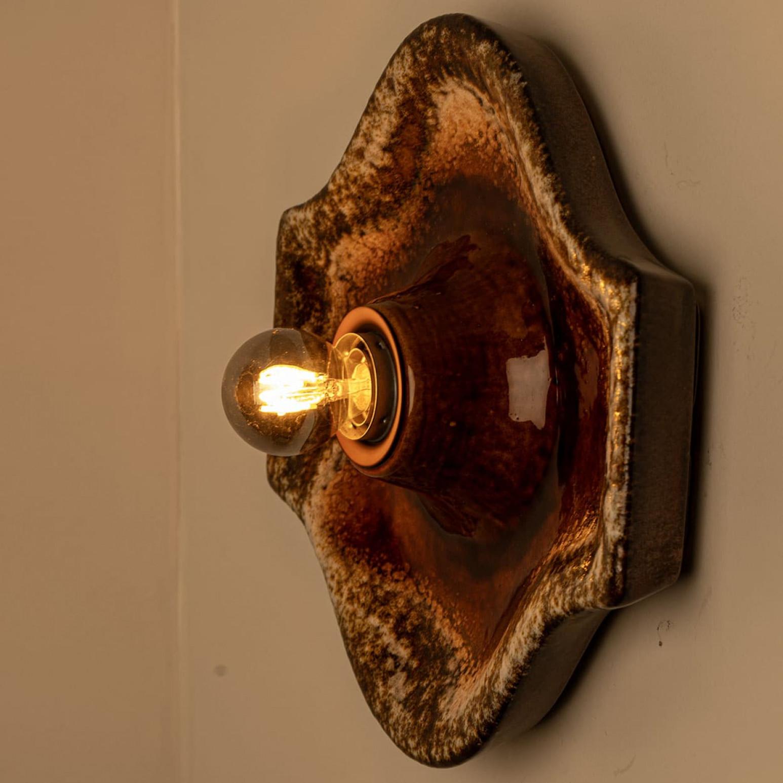 2er-Set Keramik-Wandleuchten Fat Lava Style, 1970 im Angebot 1