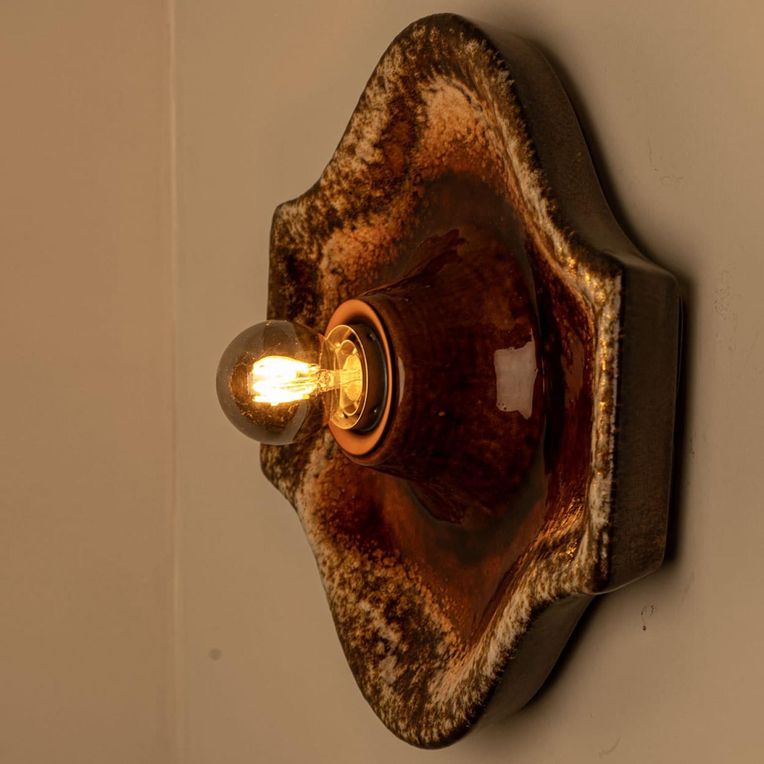 Céramique Ensemble de 2 appliques en céramique Fat Lava Style, 1970 en vente