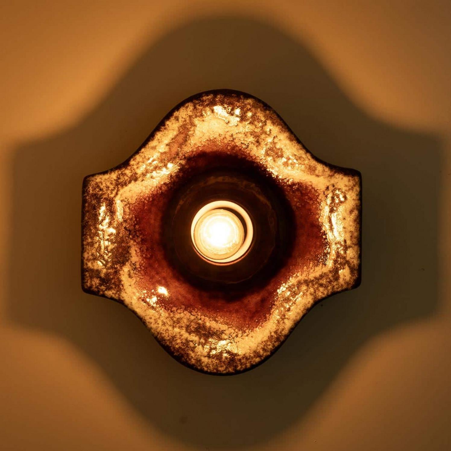 2er-Set Keramik-Wandleuchten Fat Lava Style, 1970 im Angebot 2